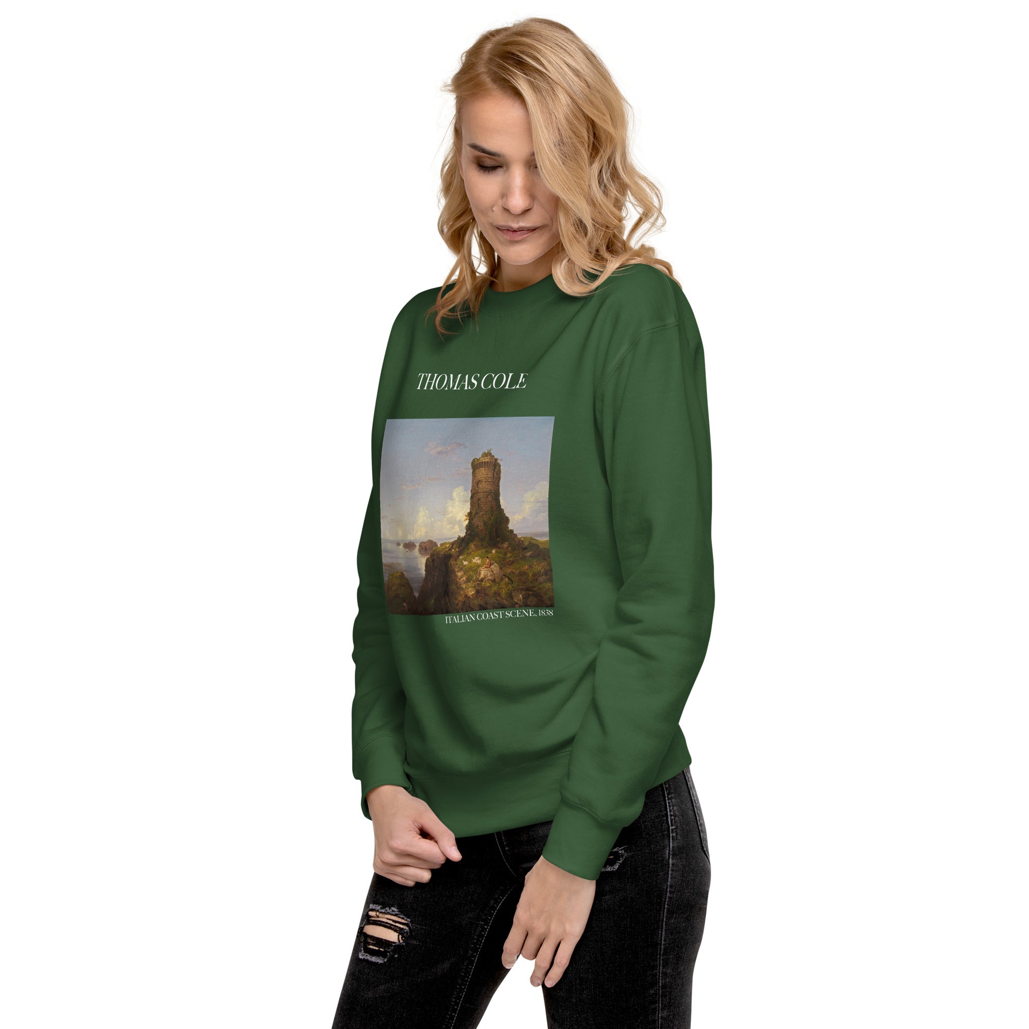 Thomas Cole – Kurzes Sweatshirt „Italienische Küstenszene“ – berühmtes Gemälde – Premium-Kunst-Kurzpullover