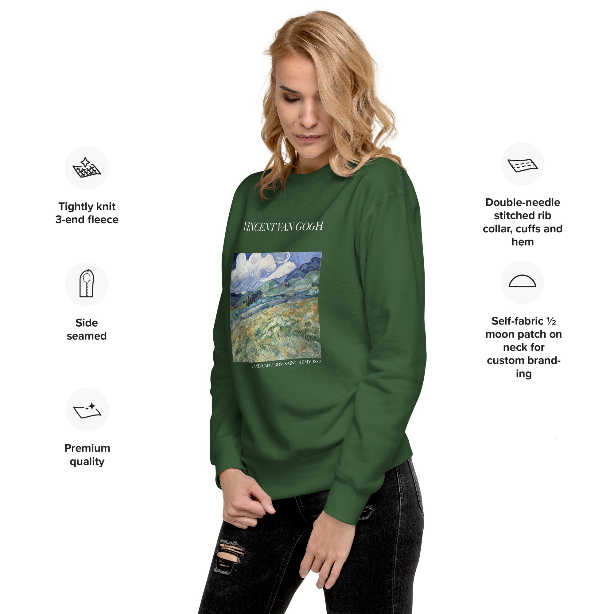 Sweatshirt mit berühmtem Gemälde „Landschaft von Saint-Rémy“ von Vincent van Gogh | Premium-Sweatshirt für Unisex