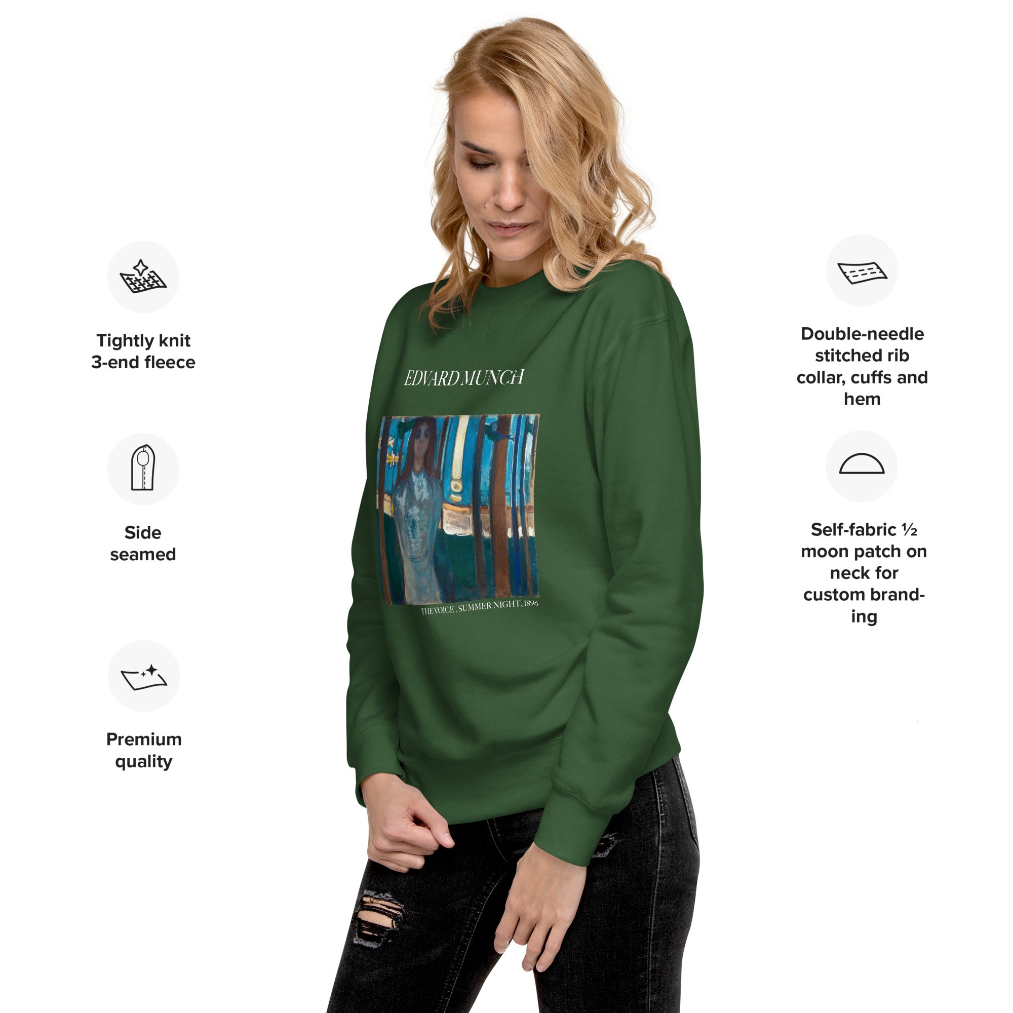 Sweatshirt mit berühmtem Gemälde „Die Stimme, Sommernacht“ von Edvard Munch | Premium-Sweatshirt für Unisex