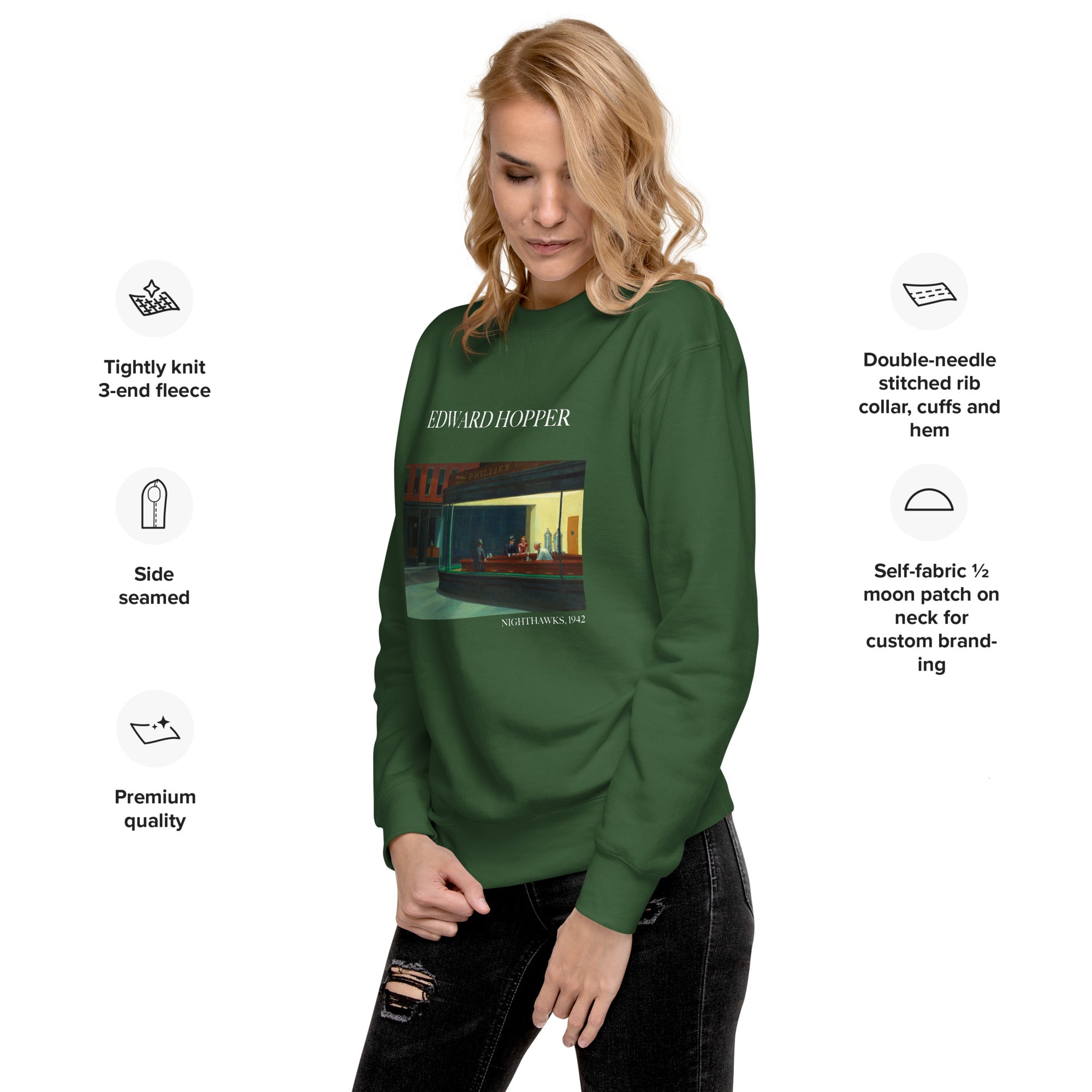 Sweatshirt mit berühmtem Gemälde „Nighthawks“ von Edward Hopper | Premium-Sweatshirt für Unisex