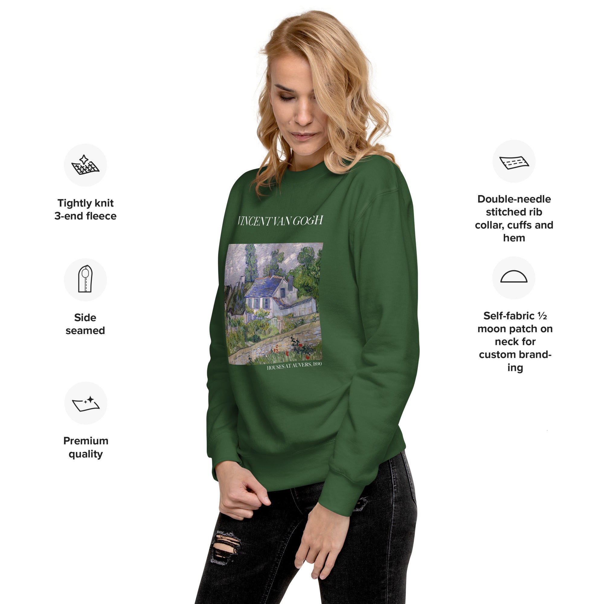 Vincent van Gogh 'Houses at Auvers' Famous Painting Sweatshirt | Unisex Premium Sweatshirt