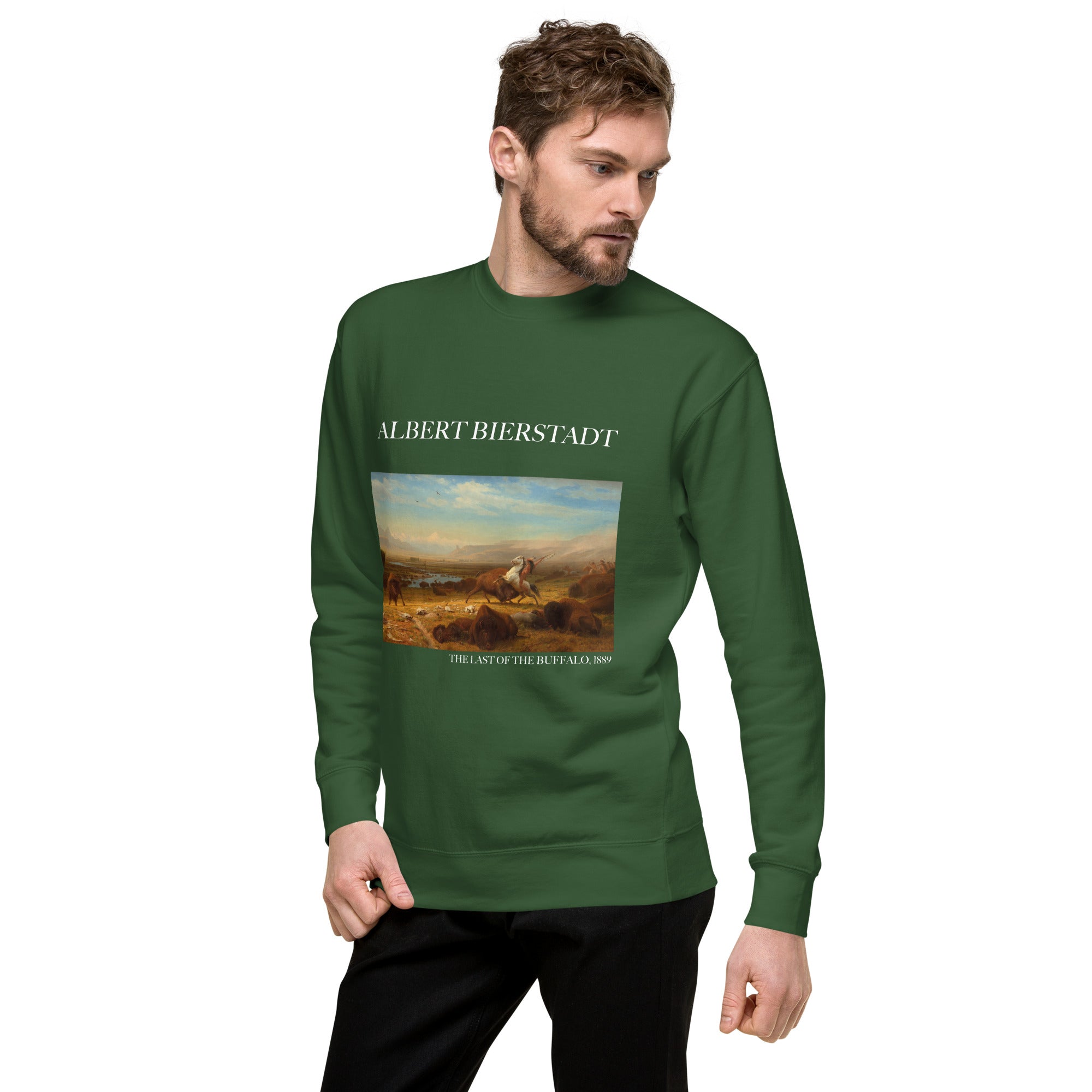 Sweatshirt mit berühmtem Gemälde „The Last of the Buffalo“ von Albert Bierstadt | Premium-Sweatshirt für Unisex