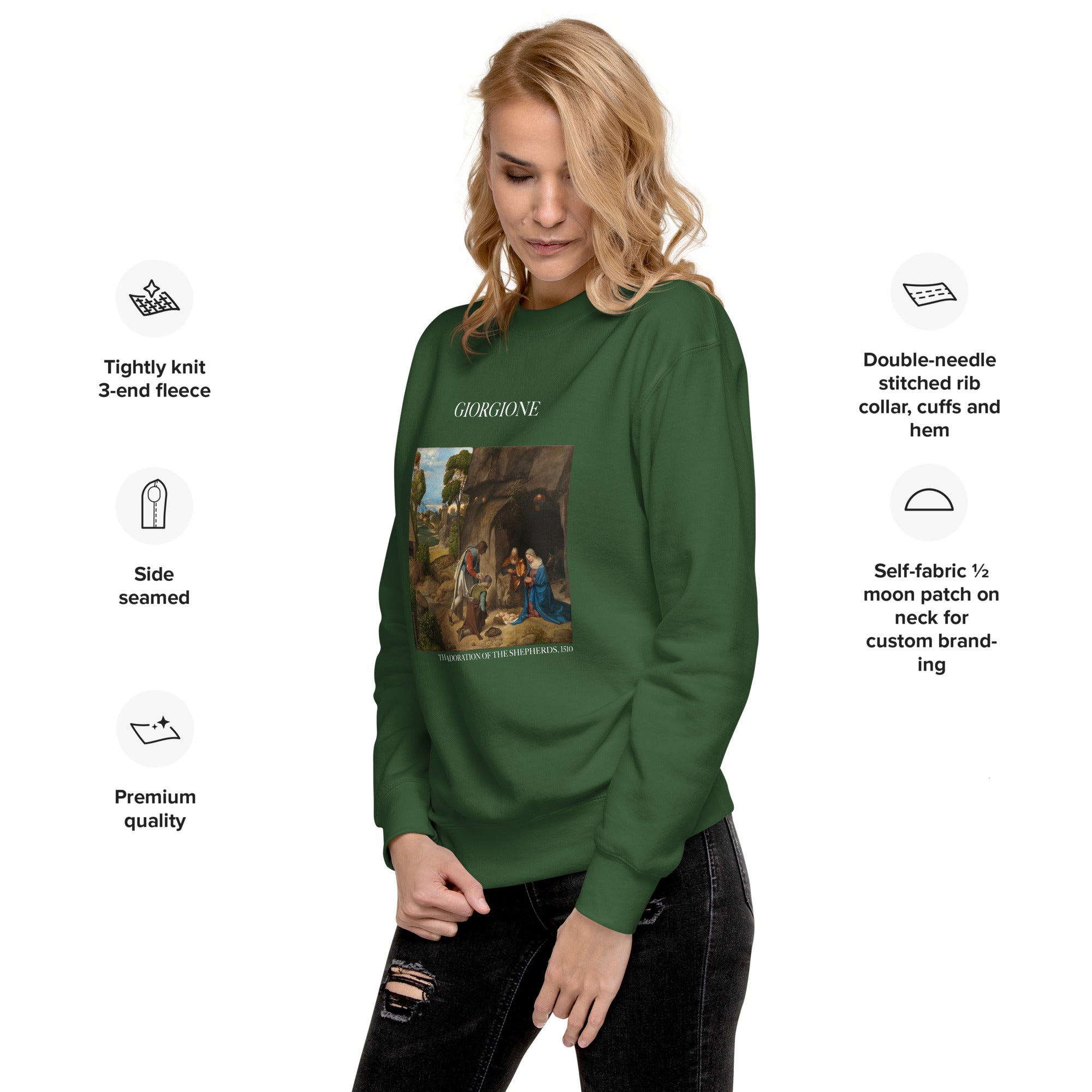 Giorgione - Sweatshirt mit berühmtem Gemälde „Die Anbetung der Hirten“ | Premium-Unisex-Sweatshirt