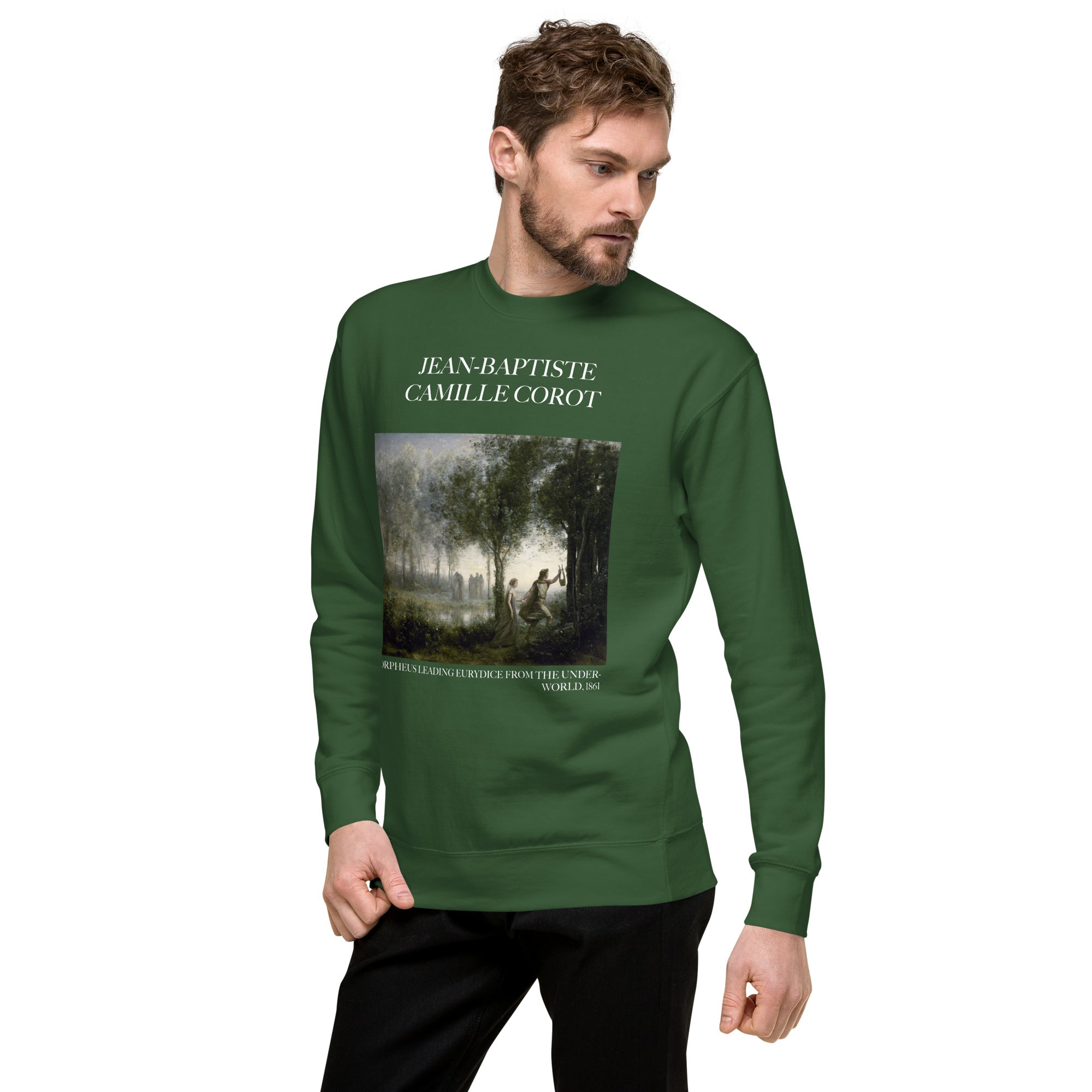 Jean-Baptiste Camille Corot 'Orpheus Leading Eurydice from the Underworld' Famous Painting Sweatshirt | Unisex Premium Sweatshirt