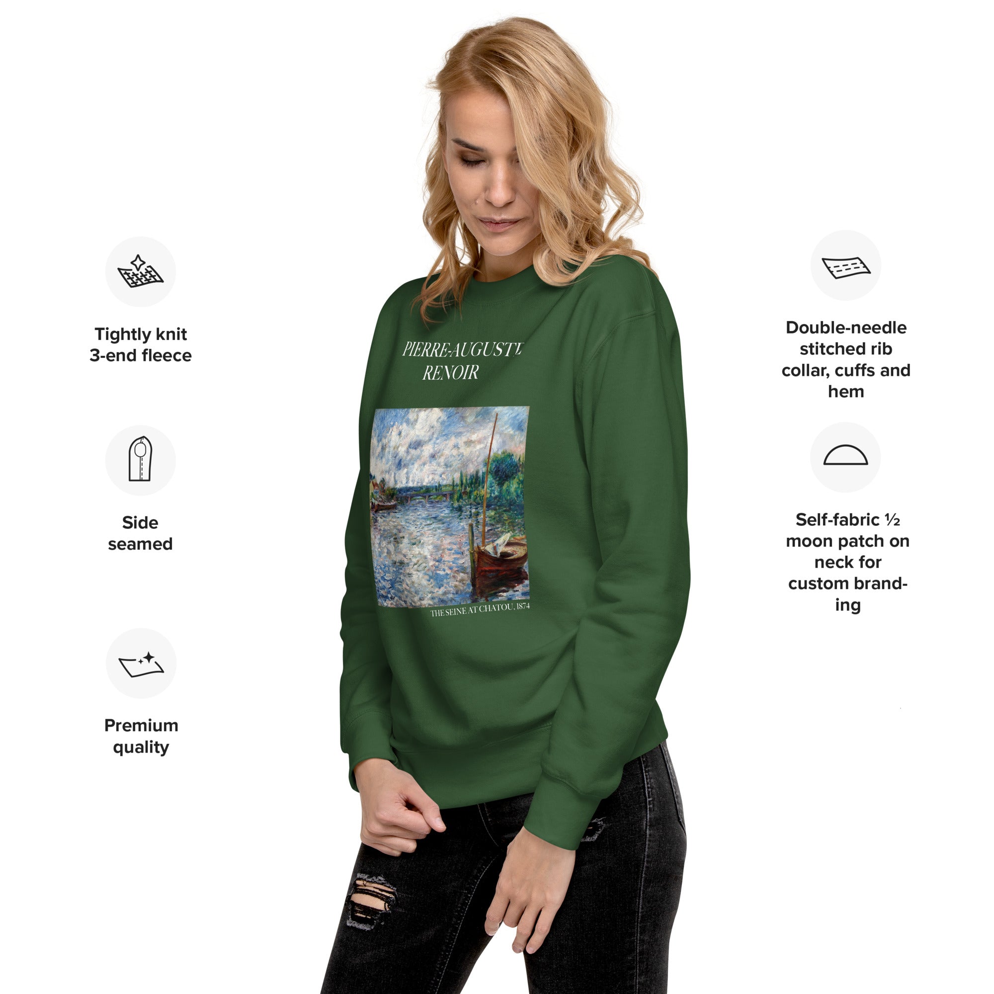 Sweatshirt mit berühmtem Gemälde „Die Seine bei Chatou“ von Pierre-Auguste Renoir | Premium-Sweatshirt für Unisex