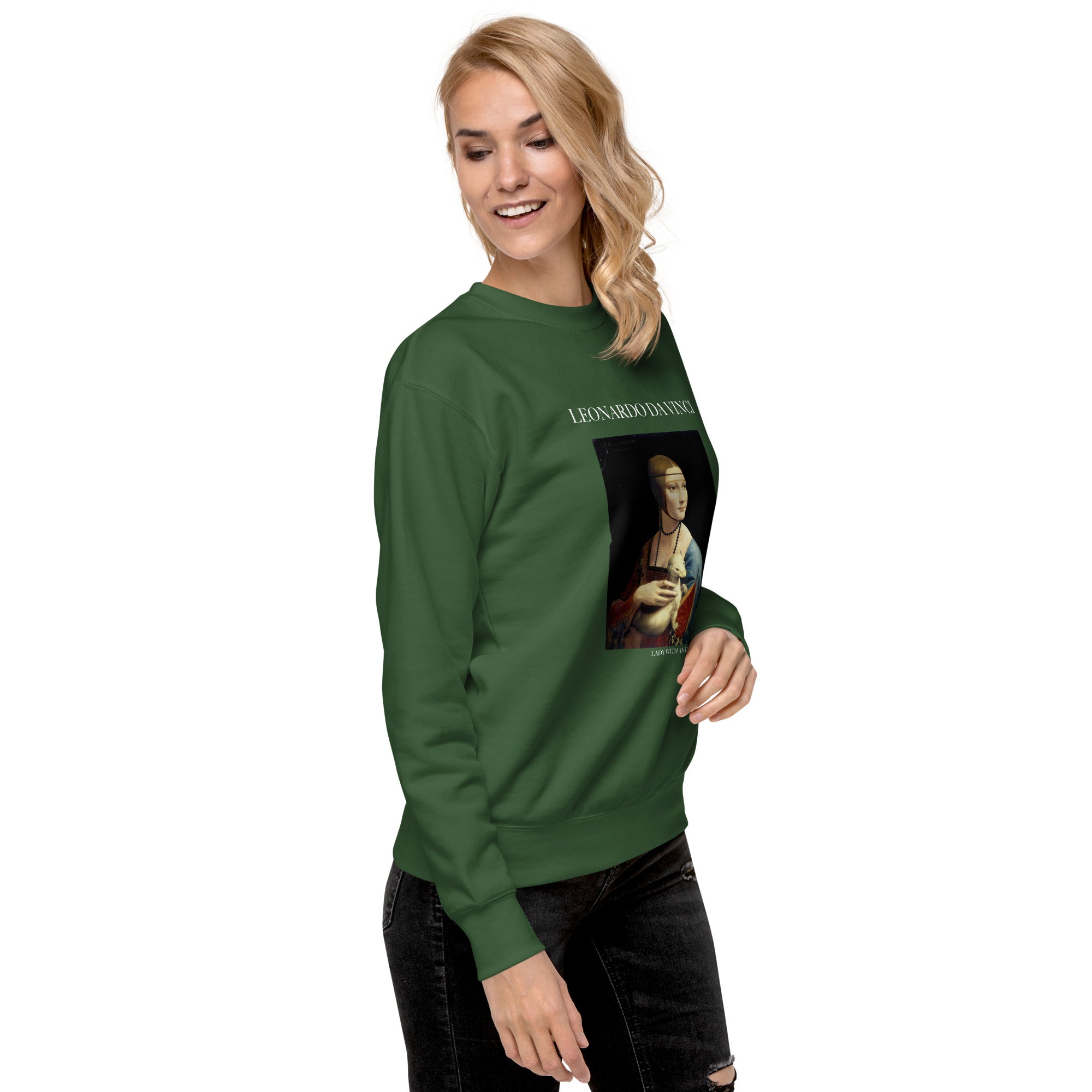 Sweatshirt mit berühmtem Gemälde „Die Dame mit dem Hermelin“ von Leonardo da Vinci, Unisex, Premium-Sweatshirt