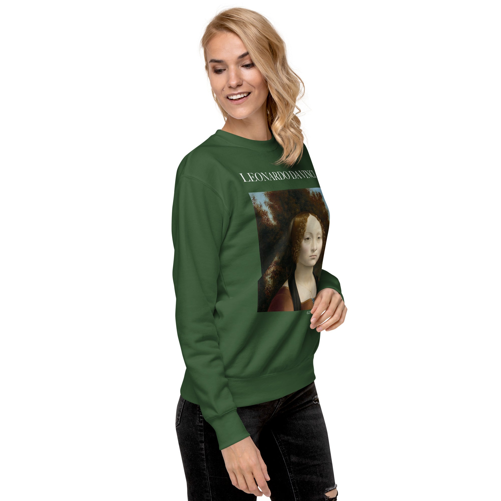 Sweatshirt mit berühmtem Gemälde „Ginevra de‘ Benci“ von Leonardo da Vinci, Premium-Unisex-Sweatshirt