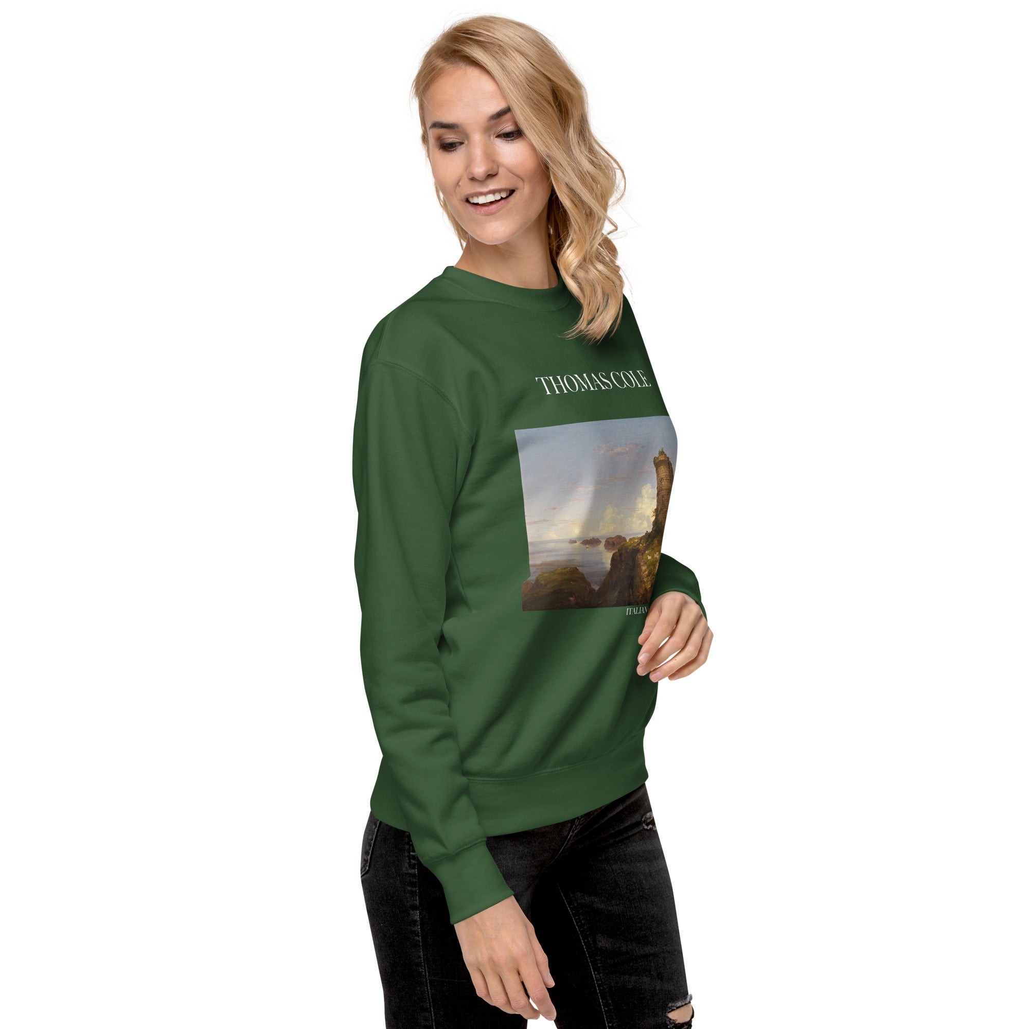 Thomas Cole – Kurzes Sweatshirt „Italienische Küstenszene“ – berühmtes Gemälde – Premium-Kunst-Kurzpullover