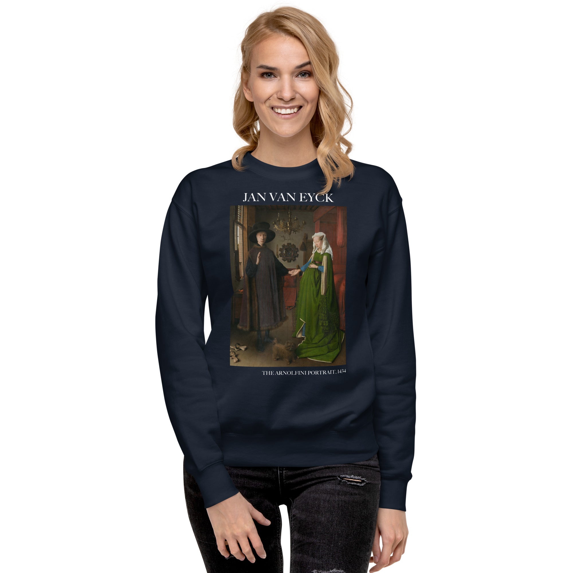 Jan van Eyck 'The Arnolfini Portrait' Famous Painting Sweatshirt | Unisex Premium Sweatshirt