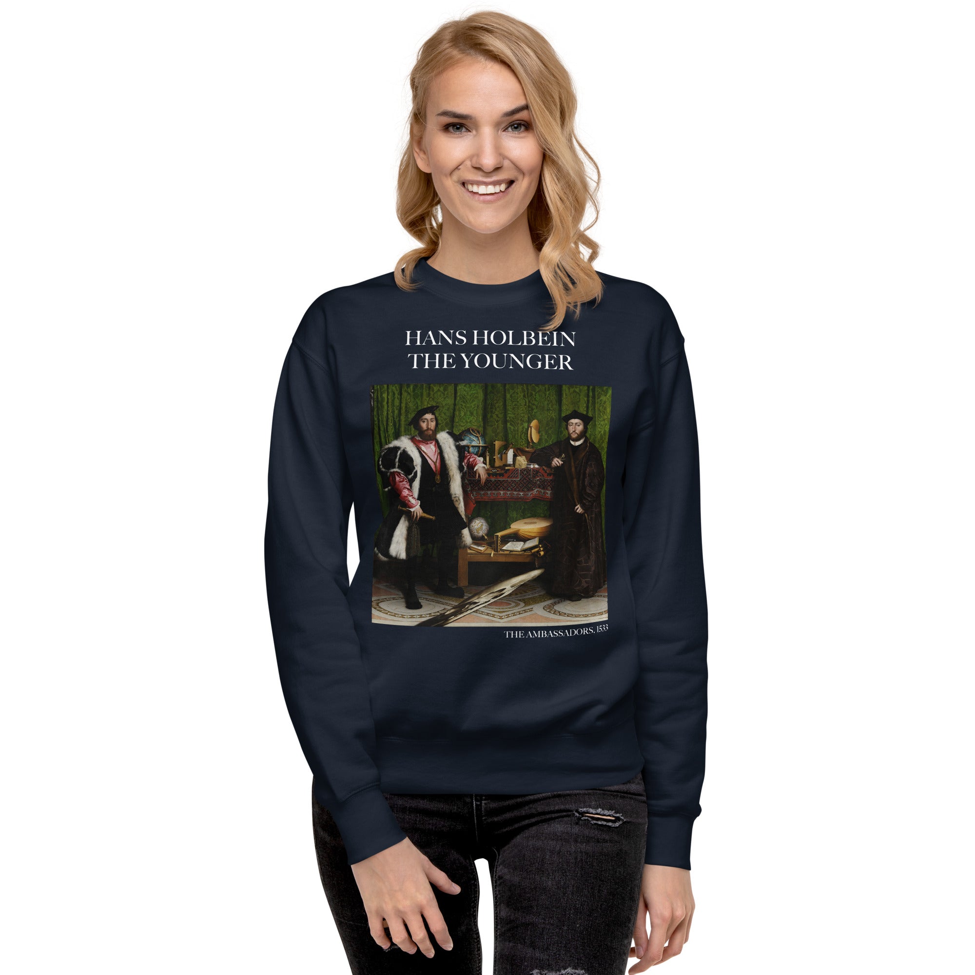 Hans Holbein the Younger 'The Ambassadors' Famous Painting Sweatshirt | Unisex Premium Sweatshirt