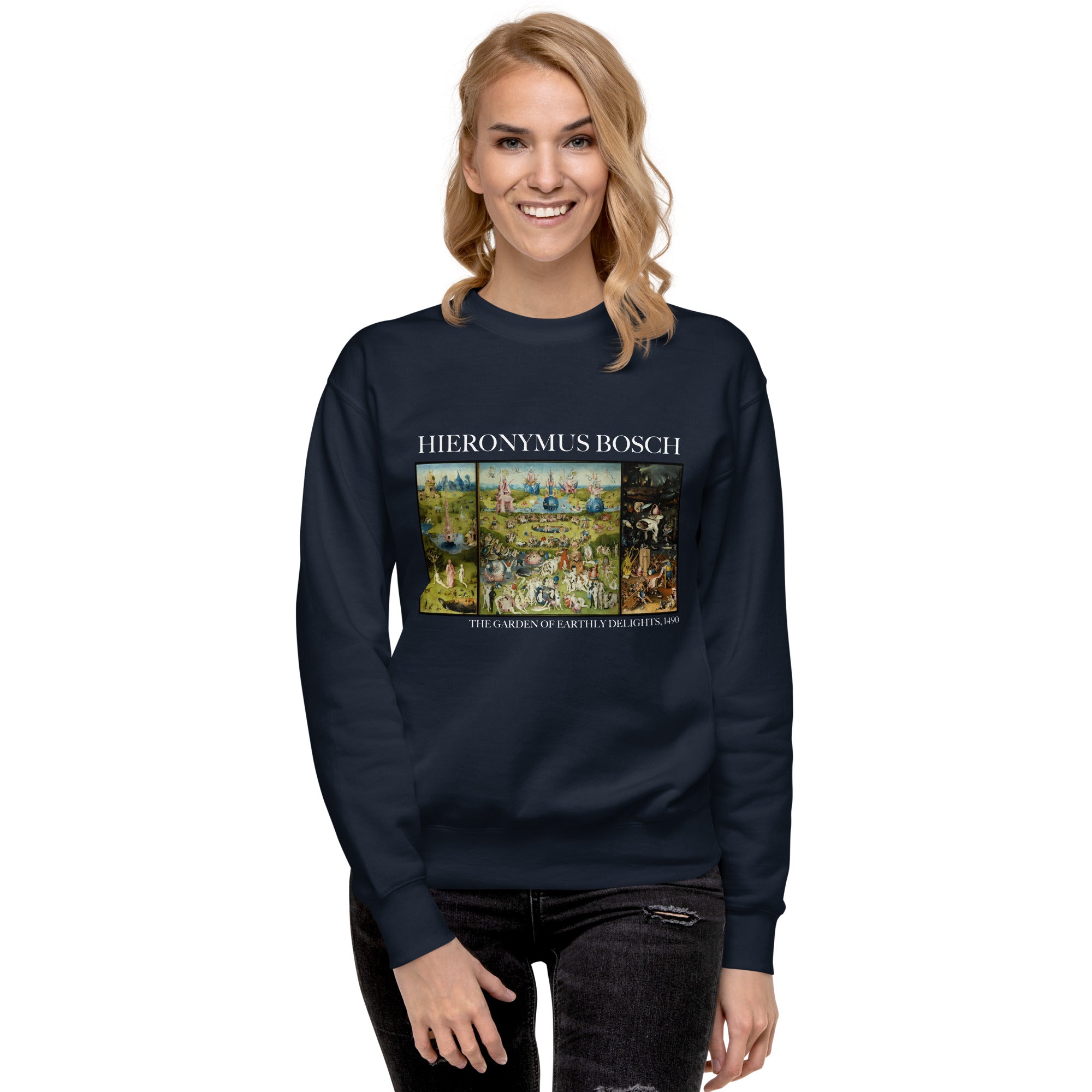 Sweatshirt mit berühmtem Gemälde „Der Garten der Lüste“ von Hieronymus Bosch | Premium-Sweatshirt für Unisex