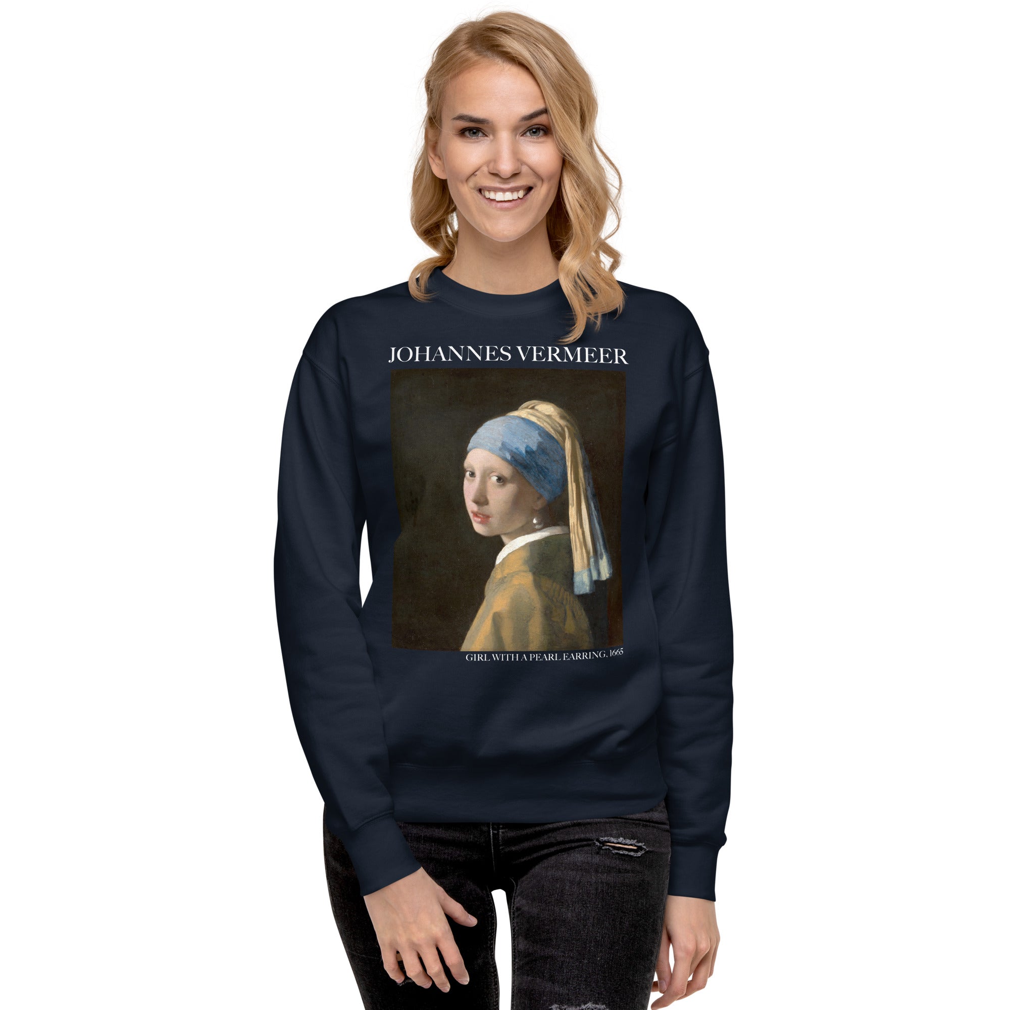 Johannes Vermeer 'Girl with a Pearl Earring' Famous Painting Sweatshirt | Unisex Premium Sweatshirt