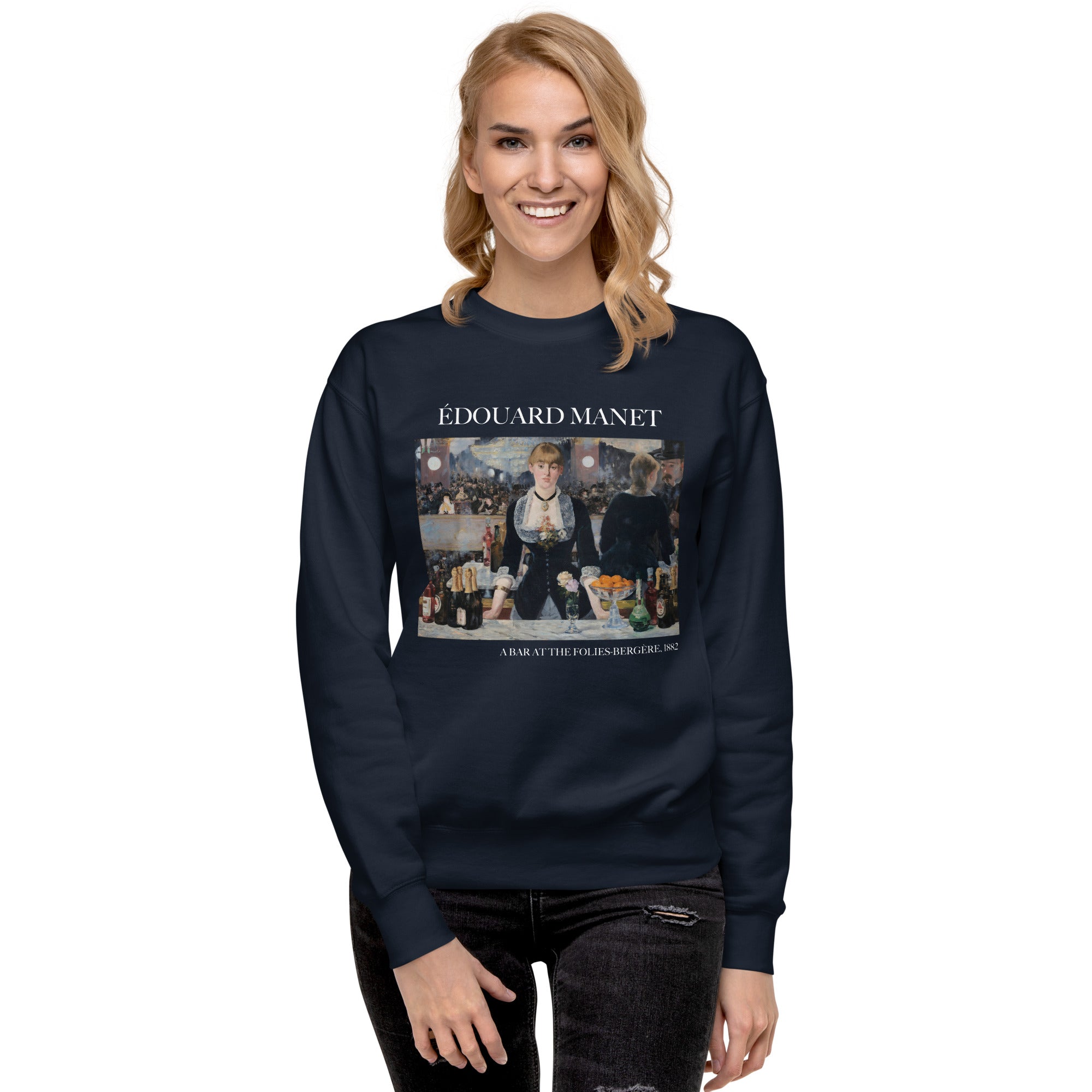 Sweatshirt mit berühmtem Gemälde „Eine Bar in den Folies-Bergère“ von Édouard Manet | Premium-Sweatshirt für Unisex