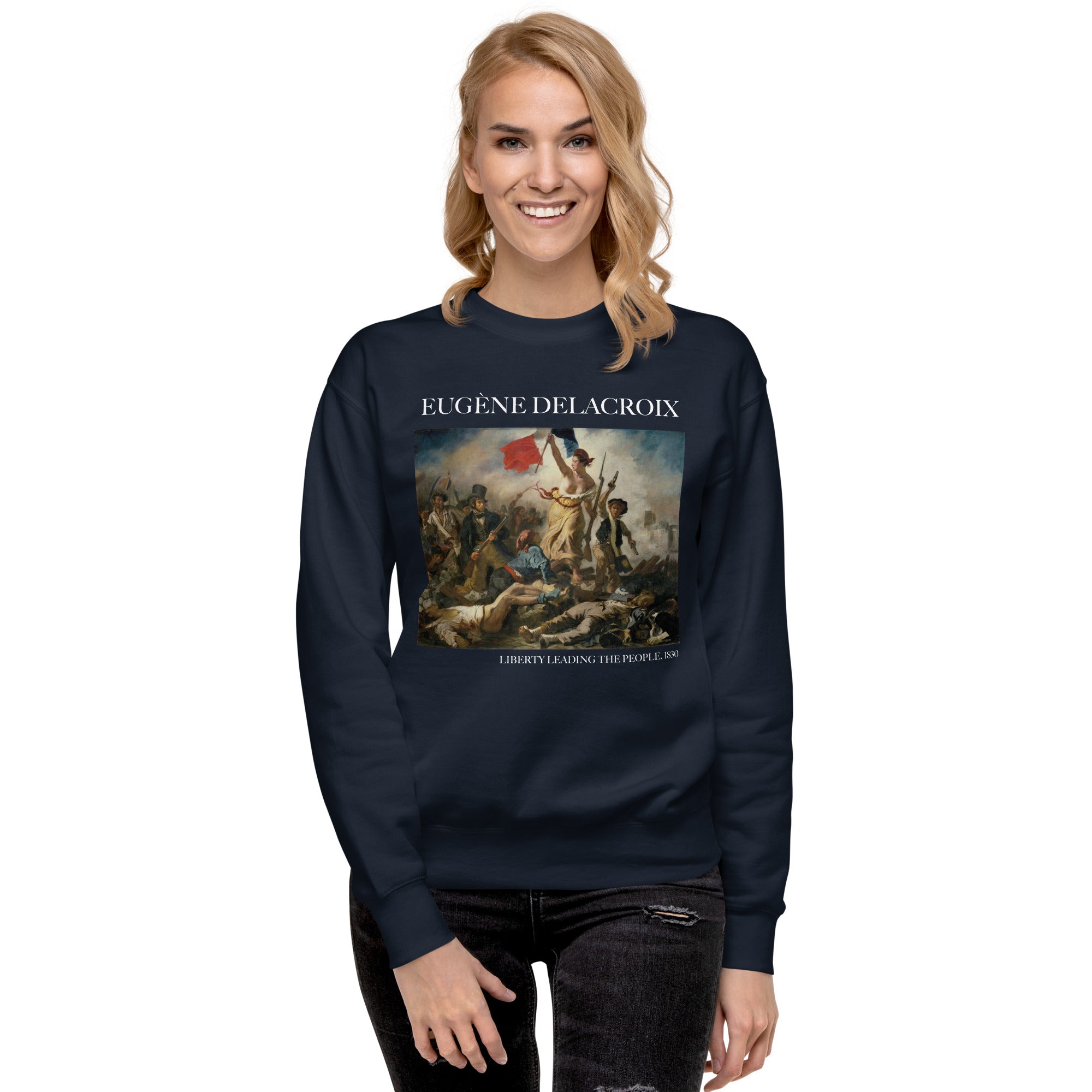 Eugène Delacroix 'Liberty Leading the People' Famous Painting Sweatshirt | Unisex Premium Sweatshirt