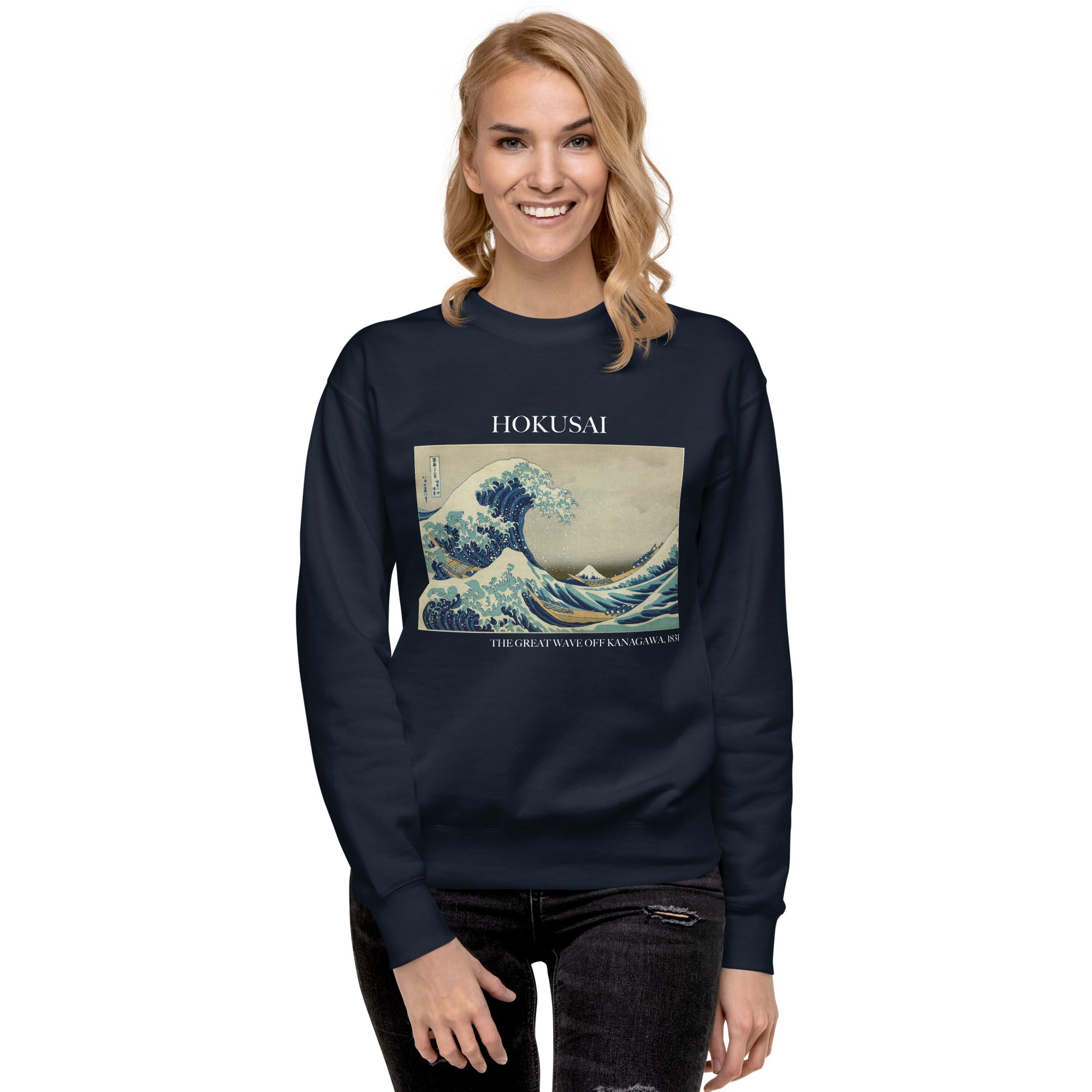 Sweatshirt mit berühmtem Gemälde „Die große Welle vor Kanagawa“ von Hokusai | Premium-Sweatshirt für Unisex