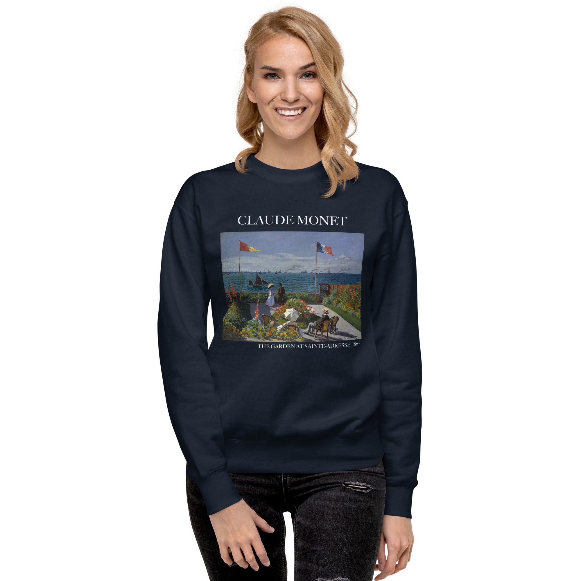 Claude Monet 'The Garden at Sainte-Adresse' Famous Painting Sweatshirt | Unisex Premium Sweatshirt