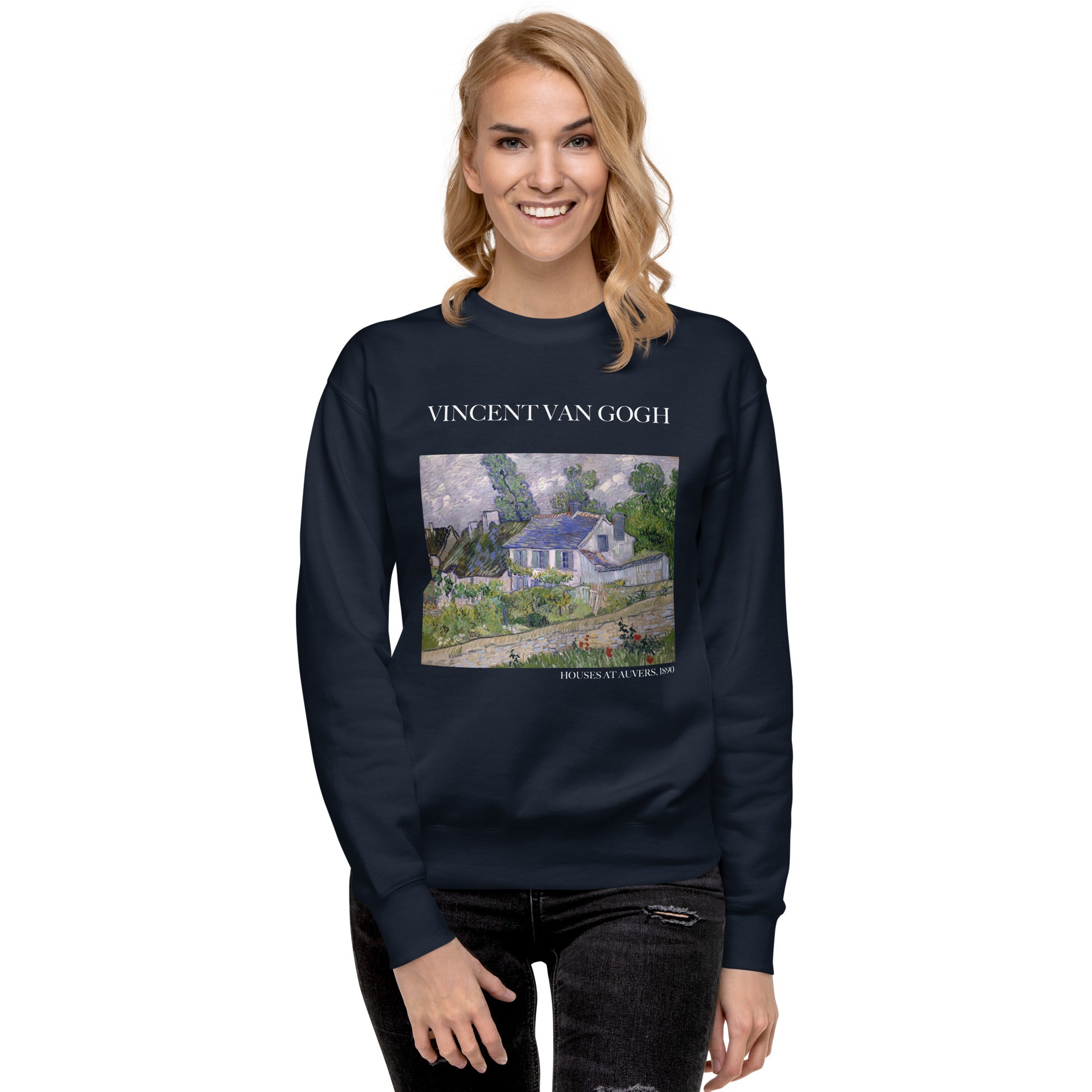 Sweatshirt mit berühmtem Gemälde „Häuser bei Auvers“ von Vincent van Gogh | Premium-Sweatshirt für Unisex