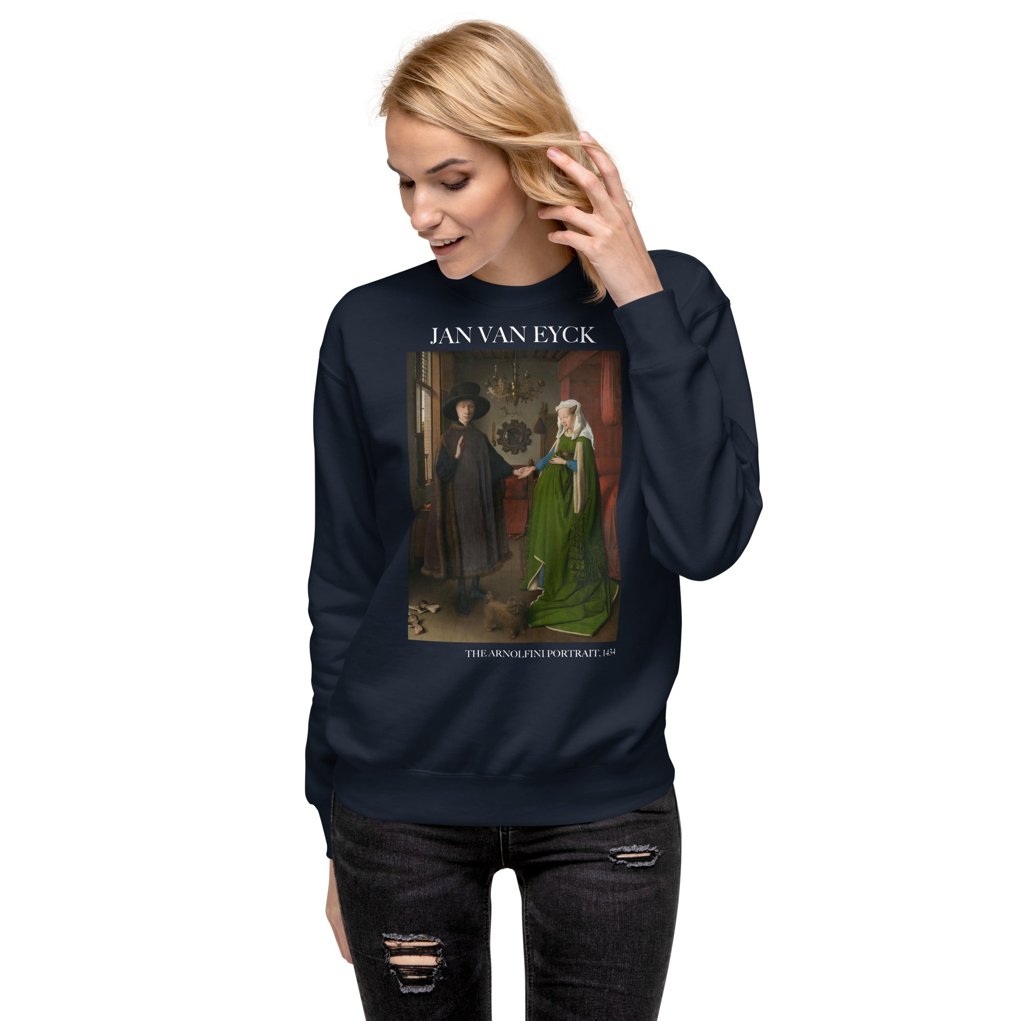 Jan van Eyck 'The Arnolfini Portrait' Famous Painting Sweatshirt | Unisex Premium Sweatshirt