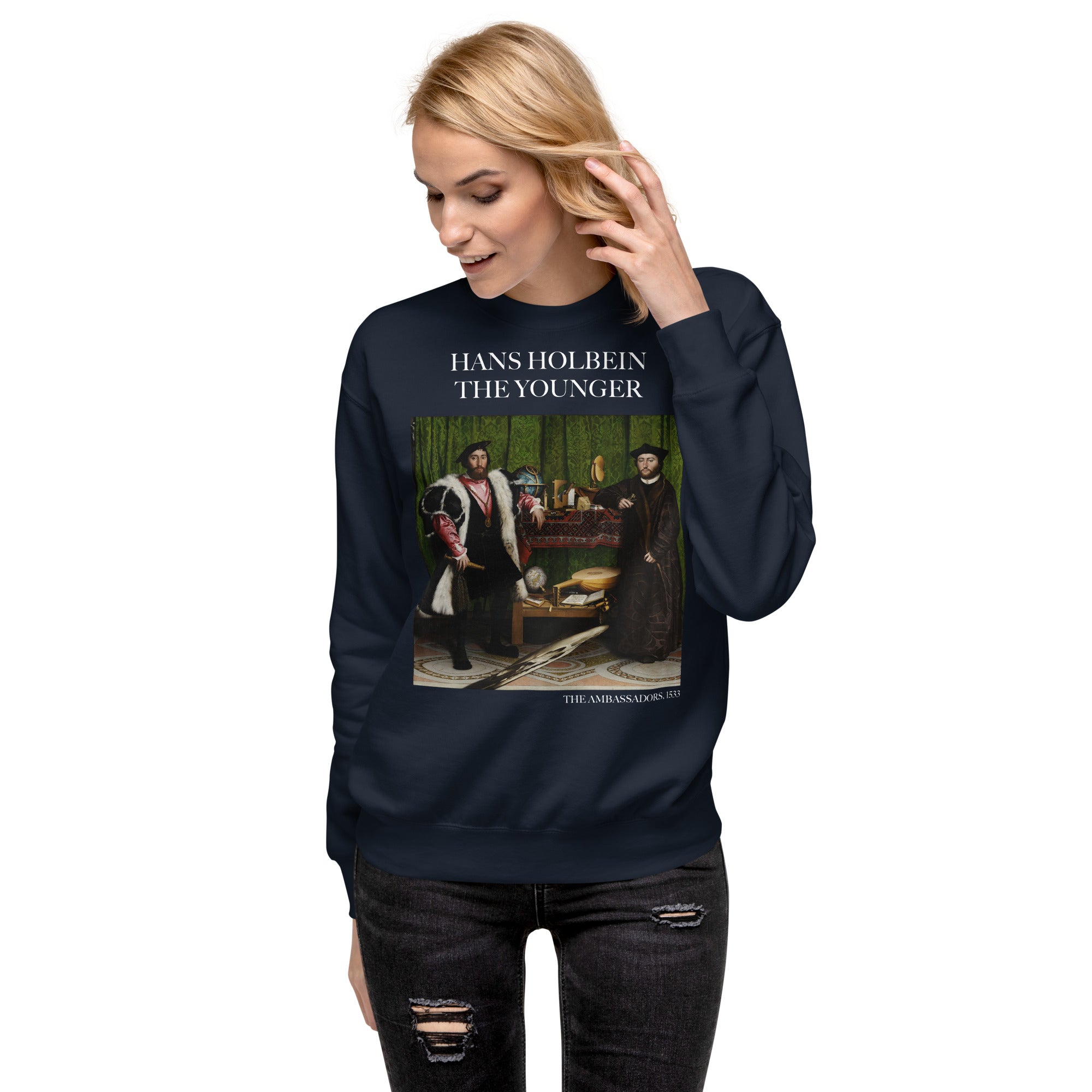 Hans Holbein the Younger 'The Ambassadors' Famous Painting Sweatshirt | Unisex Premium Sweatshirt