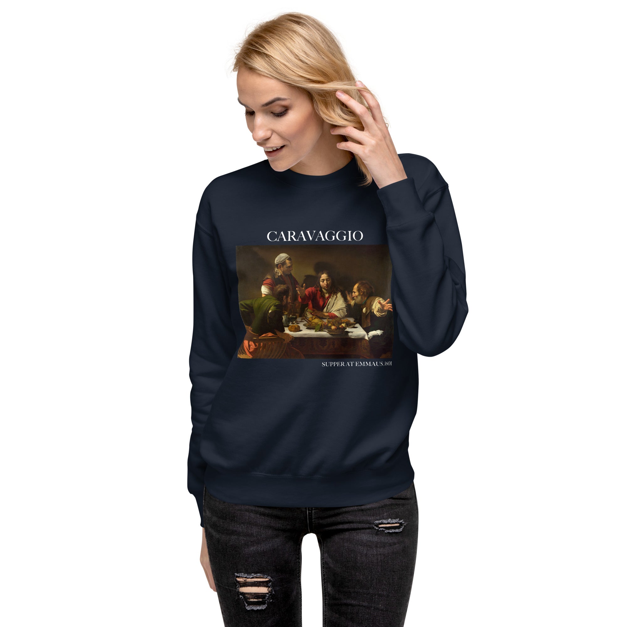 Caravaggio 'Supper at Emmaus' Famous Painting Sweatshirt | Unisex Premium Sweatshirt