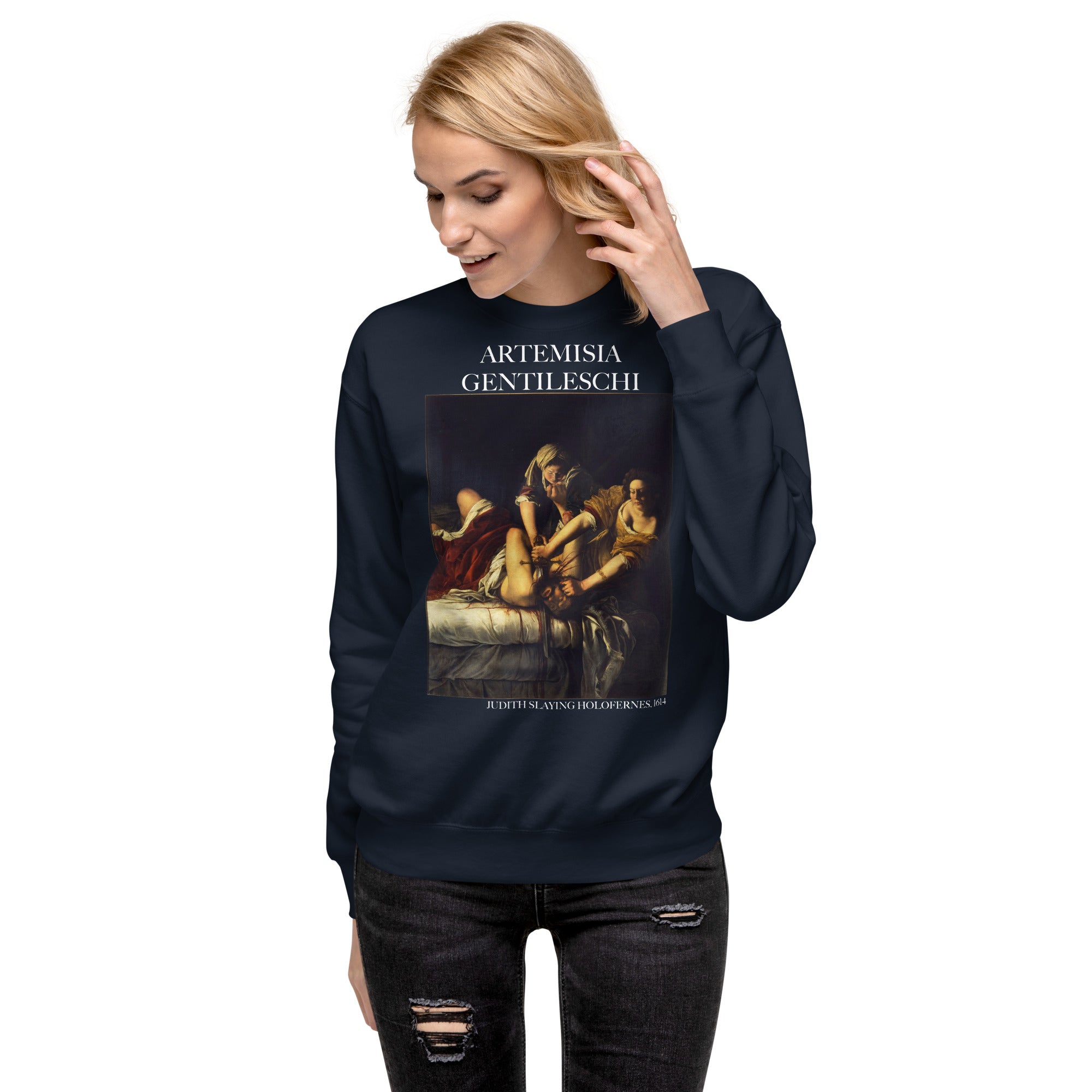 Sweatshirt mit berühmtem Gemälde „Judith erschlägt Holofernes“ von Artemisia Gentileschi | Premium-Unisex-Sweatshirt