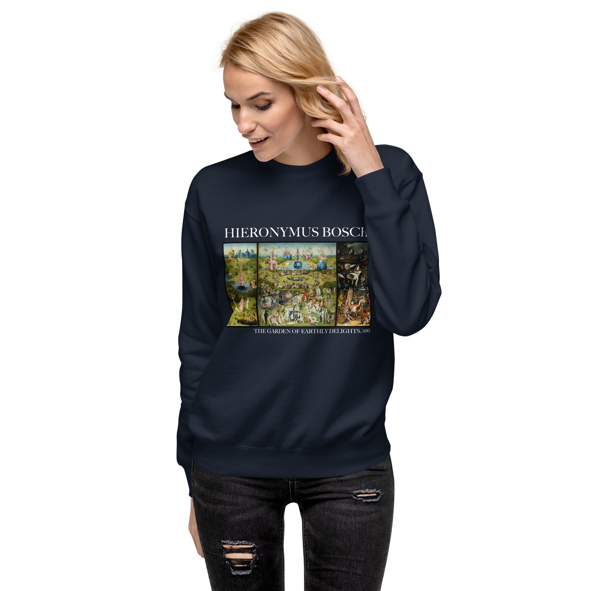 Sweatshirt mit berühmtem Gemälde „Der Garten der Lüste“ von Hieronymus Bosch | Premium-Sweatshirt für Unisex