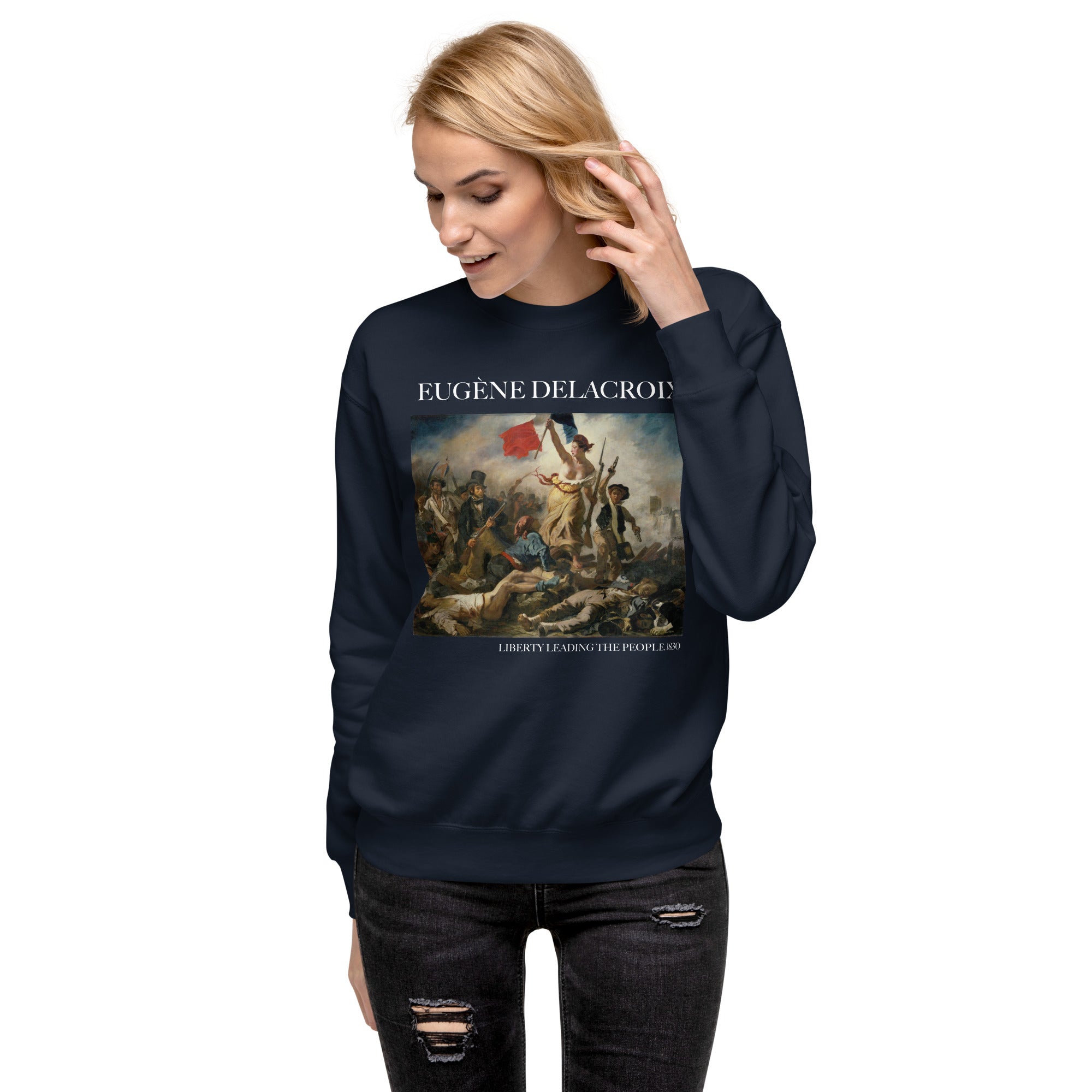 Eugène Delacroix 'Liberty Leading the People' Famous Painting Sweatshirt | Unisex Premium Sweatshirt