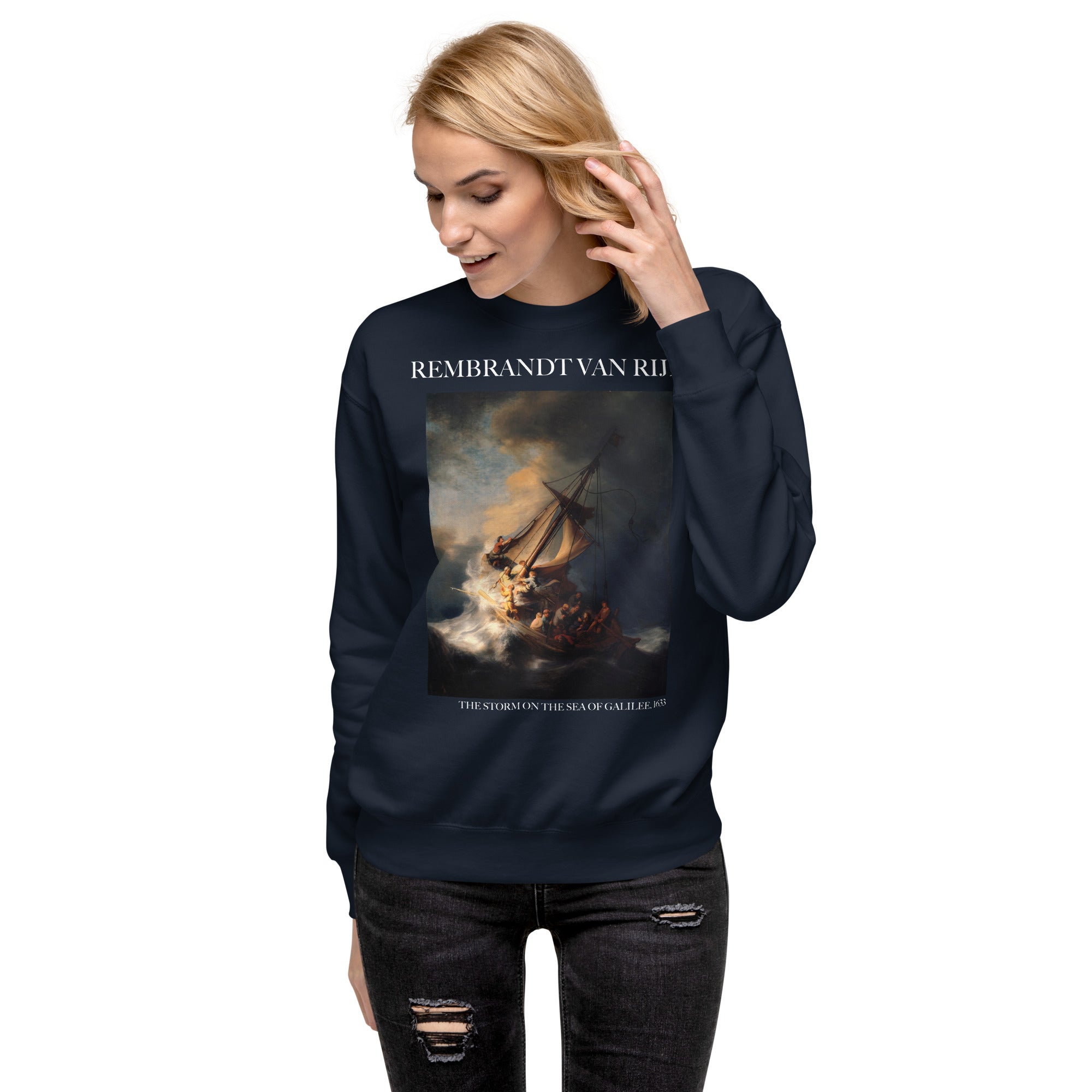 Sweatshirt mit berühmtem Gemälde „Der Sturm auf dem See Genezareth“ von Rembrandt van Rijn, Unisex, Premium-Sweatshirt