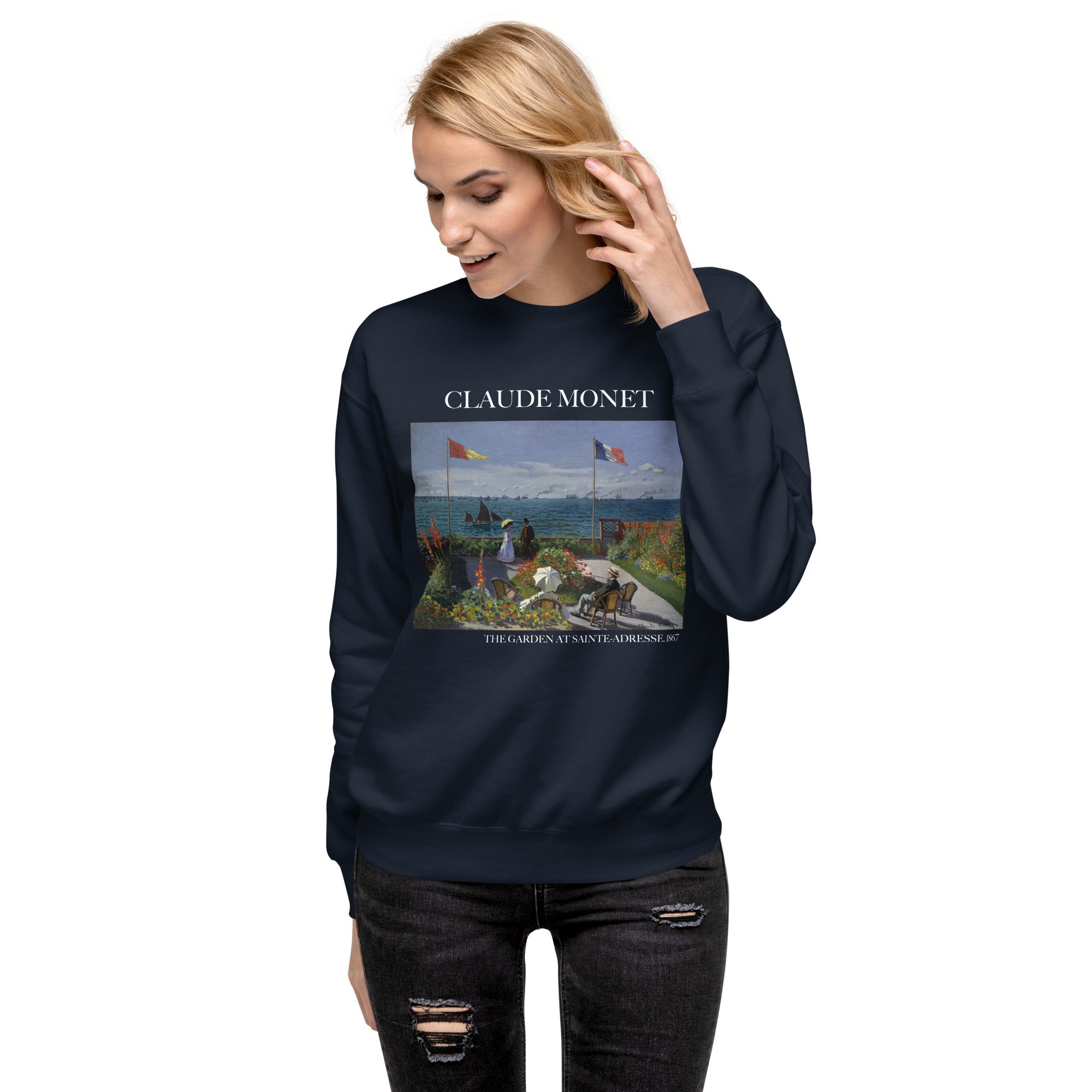 Sweatshirt „Der Garten in Sainte-Adresse“ von Claude Monet, berühmtes Gemälde, Unisex, Premium-Sweatshirt