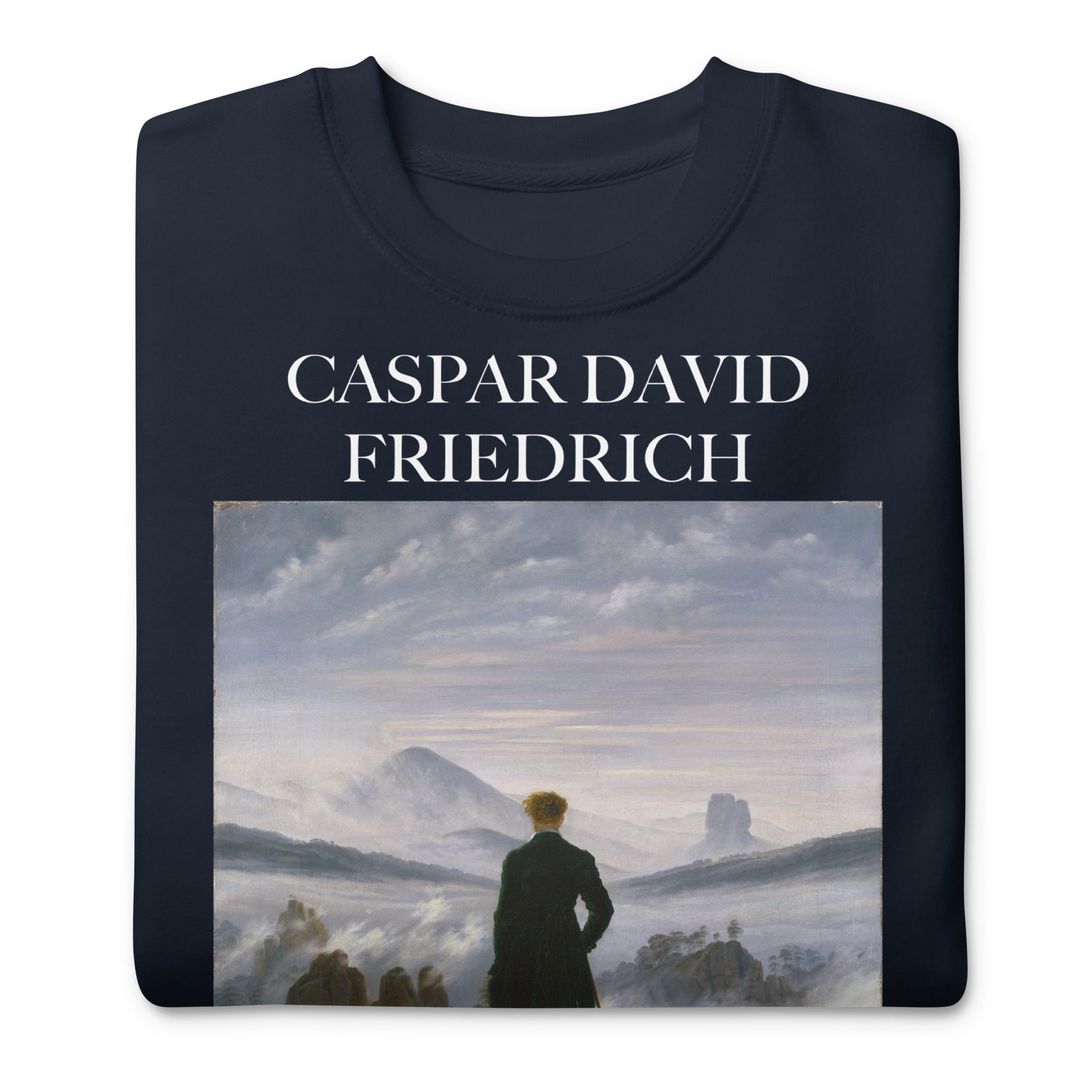 Caspar David Friedrich 'Wanderer Above the Sea of Fog' Famous Painting Sweatshirt | Unisex Premium Sweatshirt