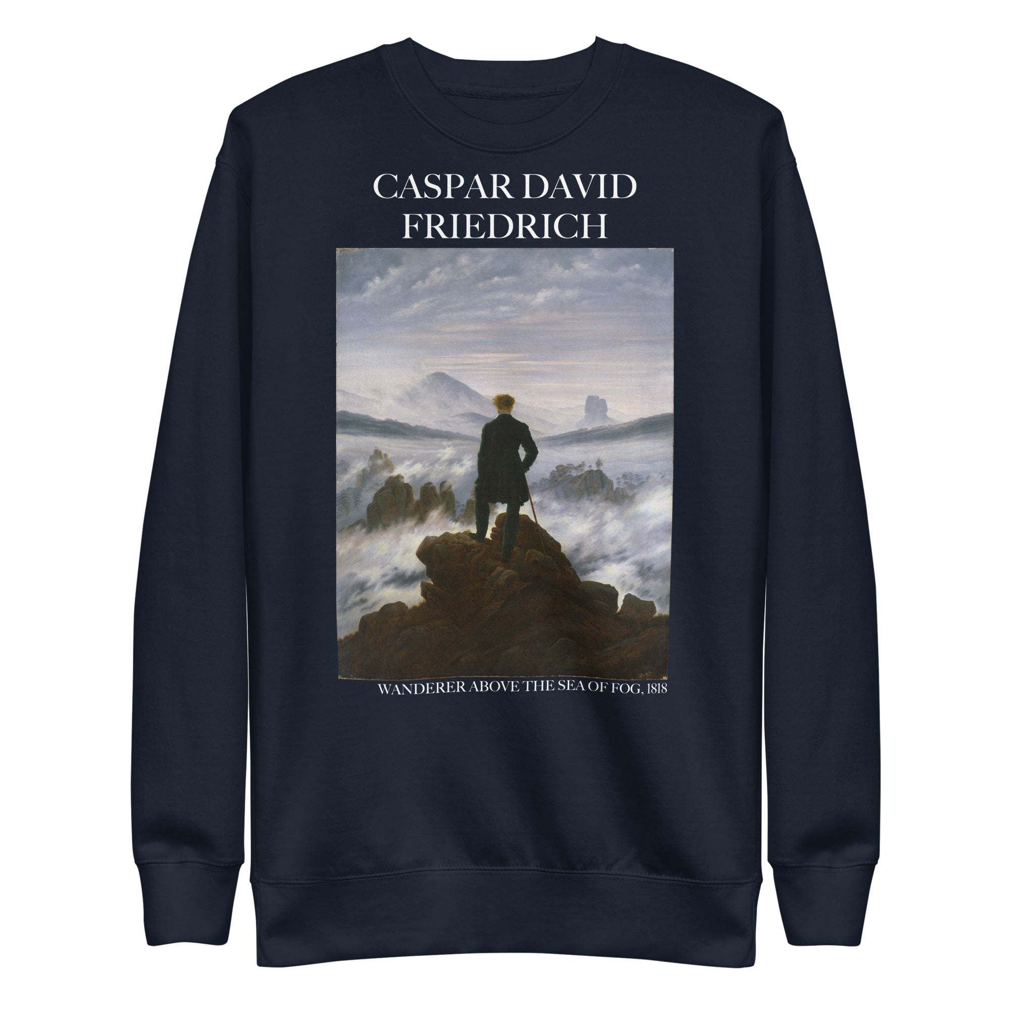 Caspar David Friedrich 'Wanderer Above the Sea of Fog' Famous Painting Sweatshirt | Unisex Premium Sweatshirt