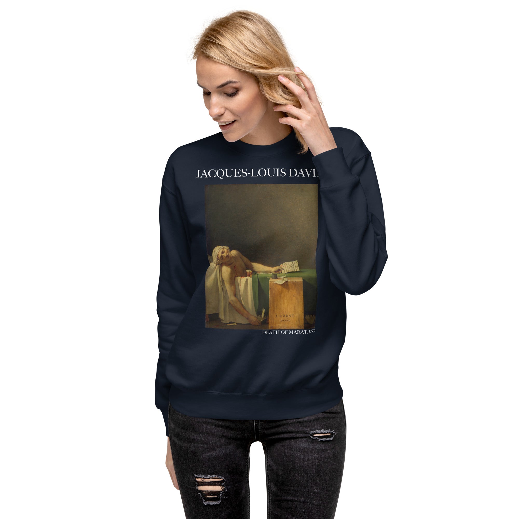 Jacques-Louis David 'Death of Marat' Famous Painting Sweatshirt | Unisex Premium Sweatshirt