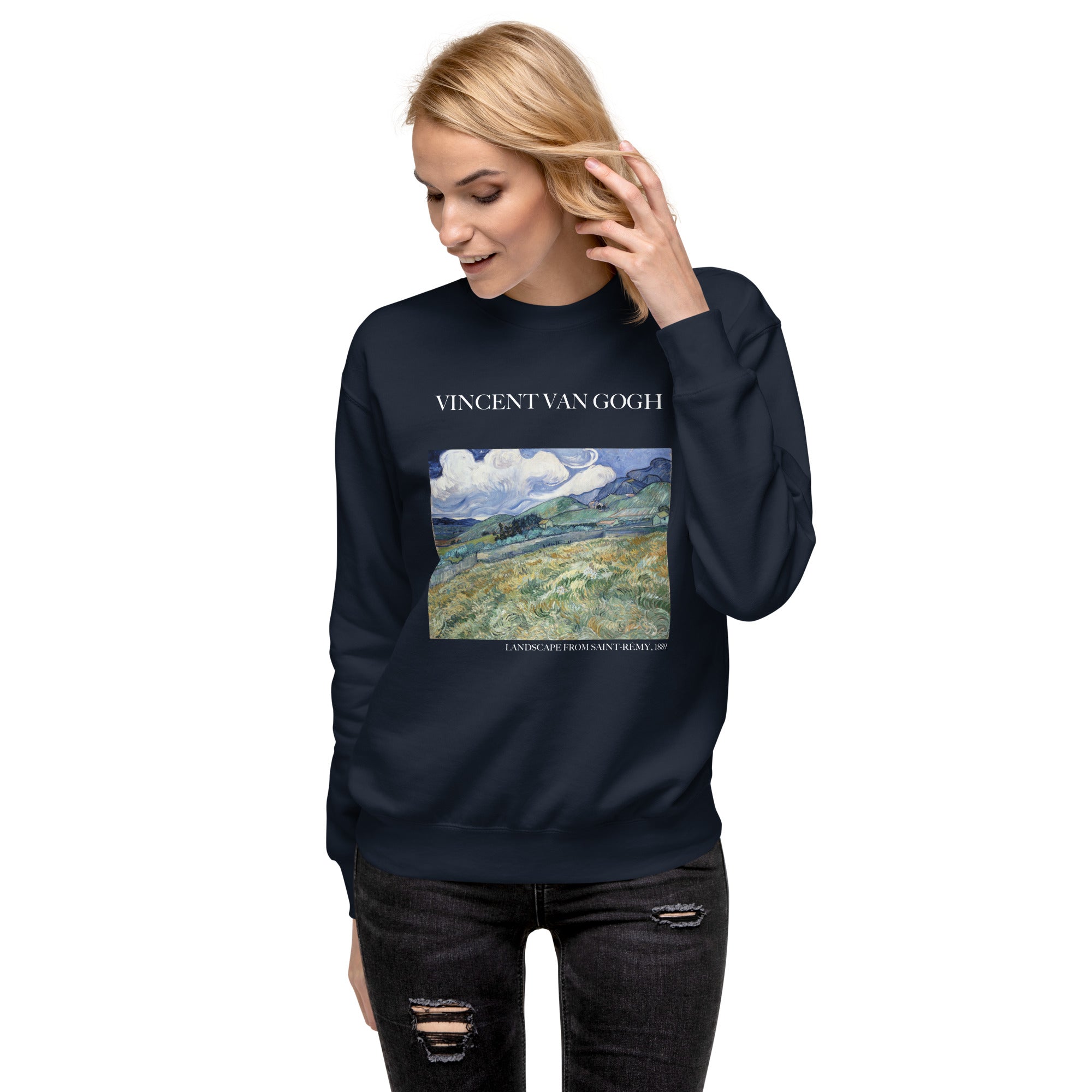 Vincent van Gogh 'Landscape from Saint-Rémy' Famous Painting Sweatshirt | Unisex Premium Sweatshirt