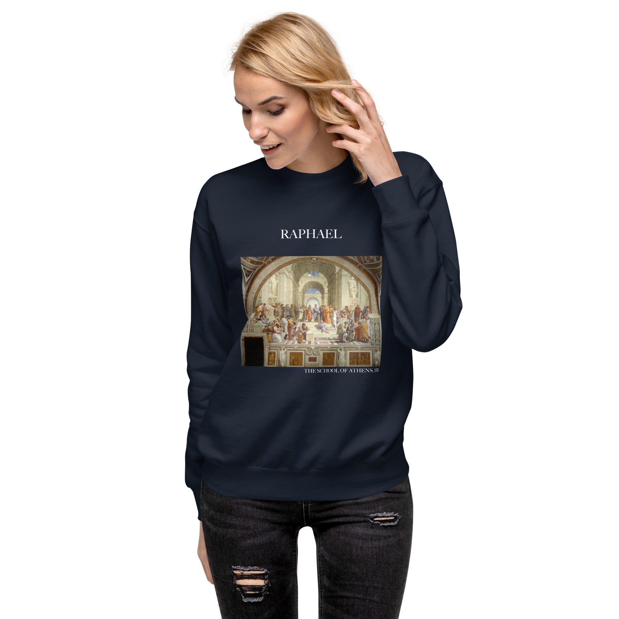 Sweatshirt mit berühmtem Gemälde „Die Schule von Athen“ von Raphael | Premium-Sweatshirt für Unisex