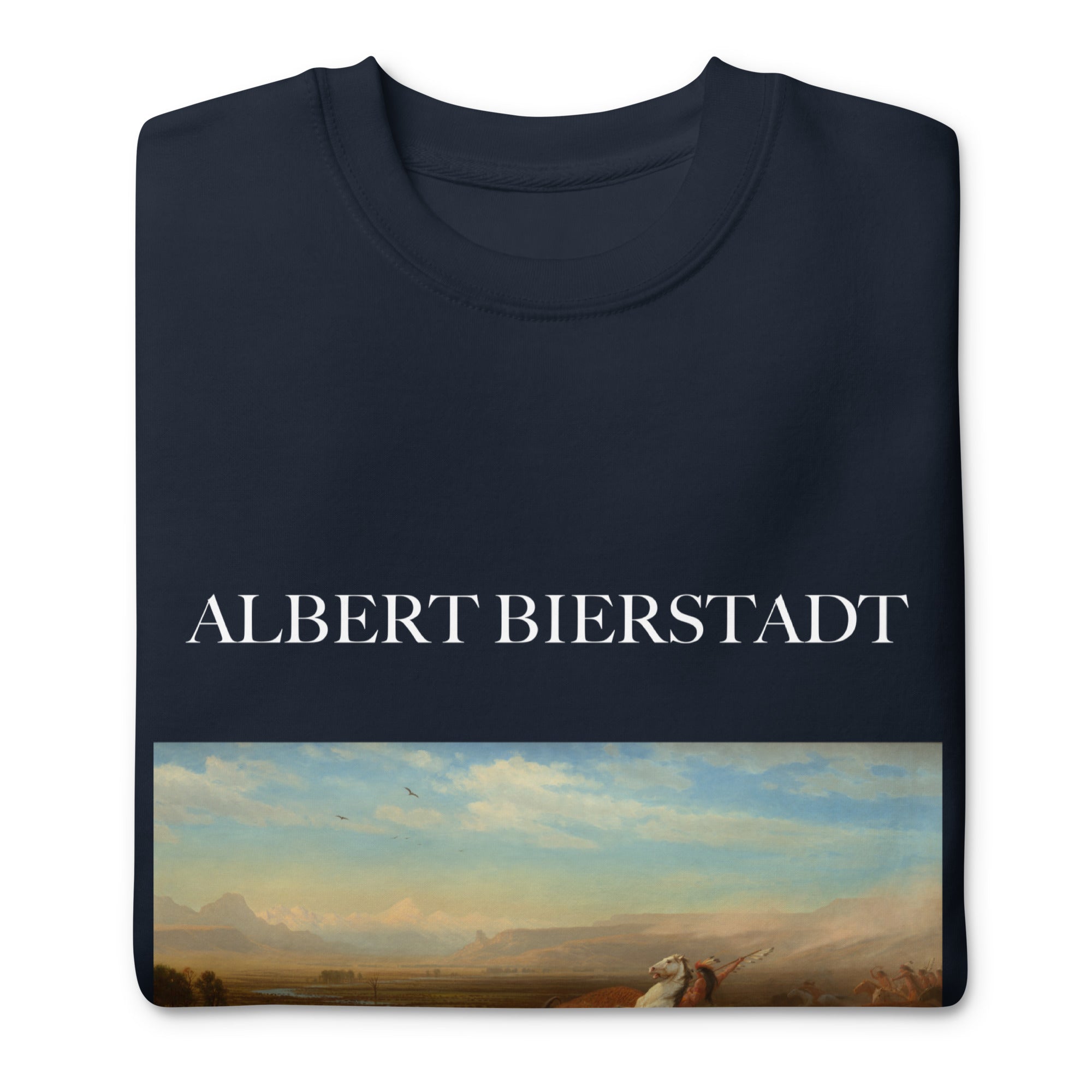 Sweatshirt mit berühmtem Gemälde „The Last of the Buffalo“ von Albert Bierstadt | Premium-Sweatshirt für Unisex