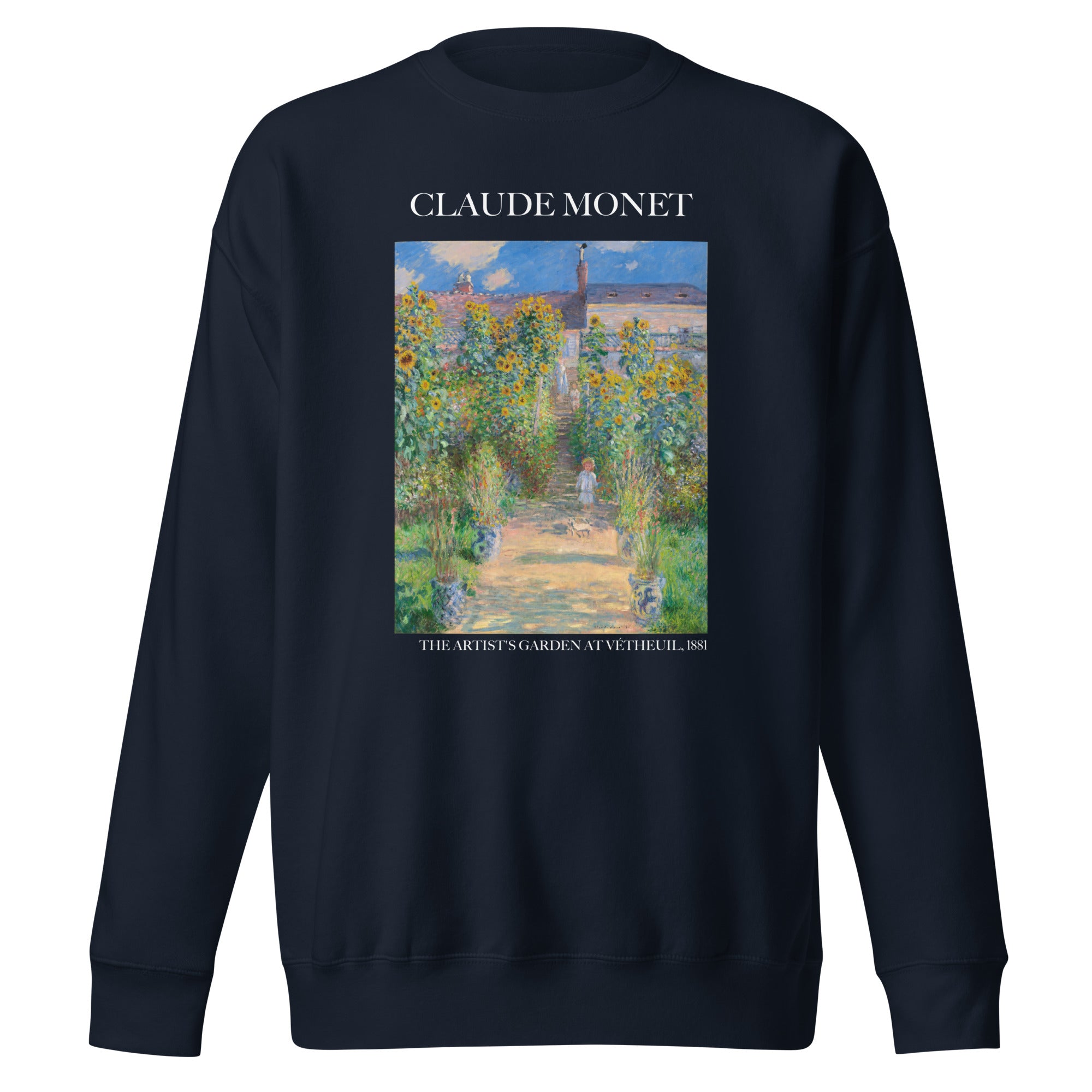 Claude Monet 'The Artist's Garden at Vétheuil' Famous Painting Sweatshirt | Unisex Premium Sweatshirt