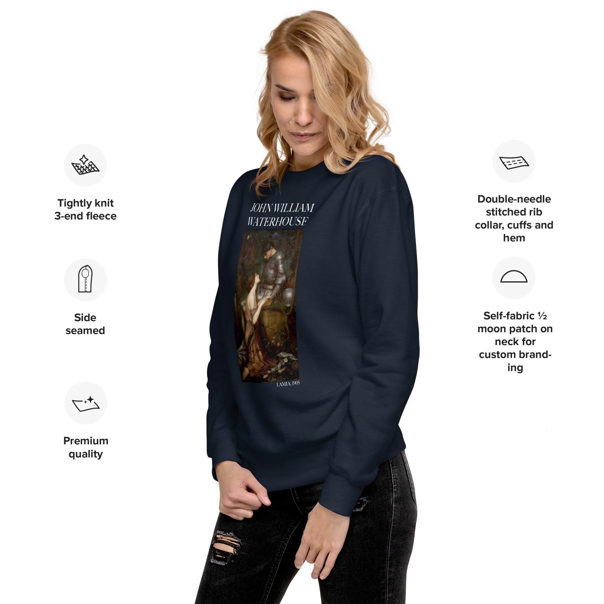 Sweatshirt mit berühmtem Gemälde „Lamia“ von John William Waterhouse, Premium-Unisex-Sweatshirt