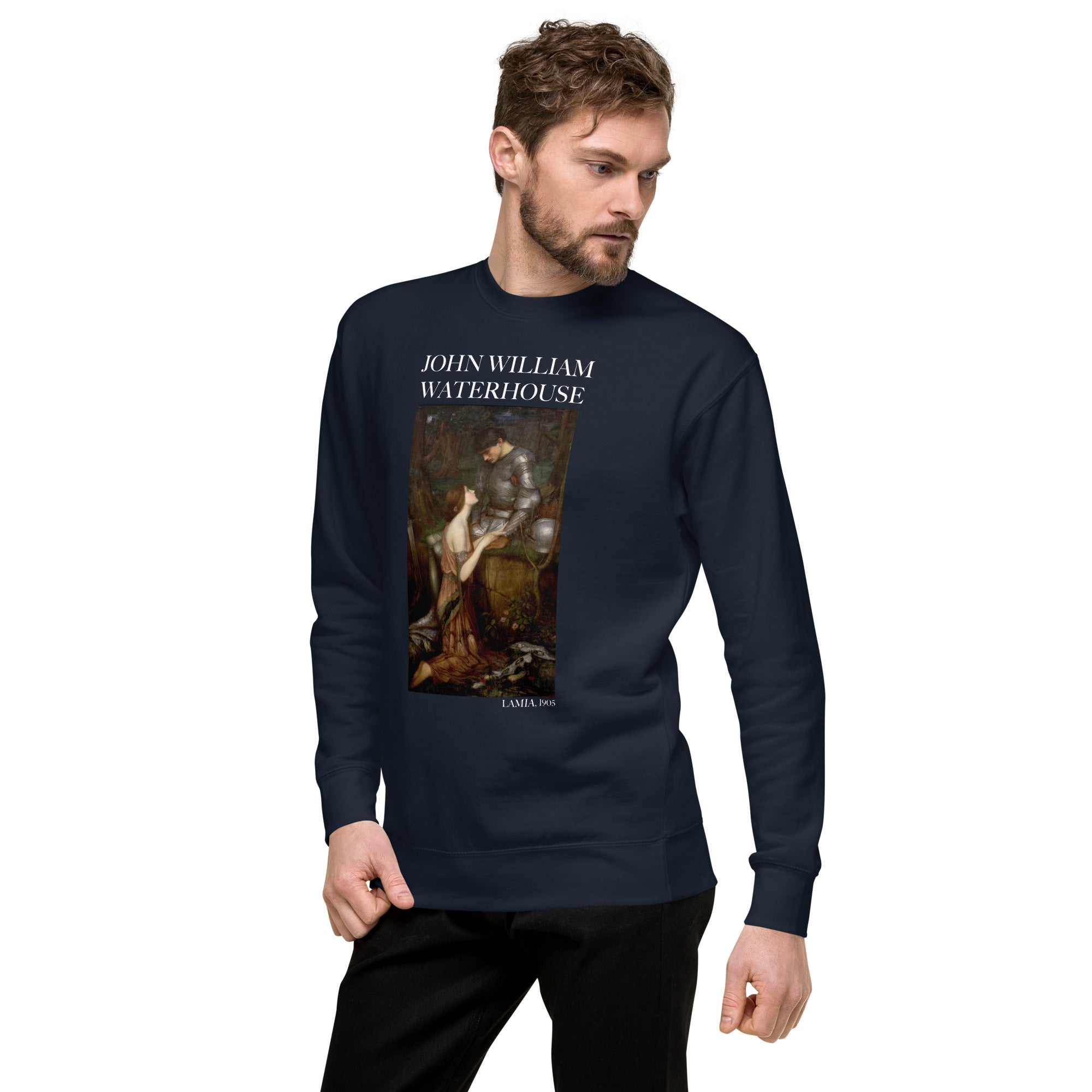 Sweatshirt mit berühmtem Gemälde „Lamia“ von John William Waterhouse, Premium-Unisex-Sweatshirt