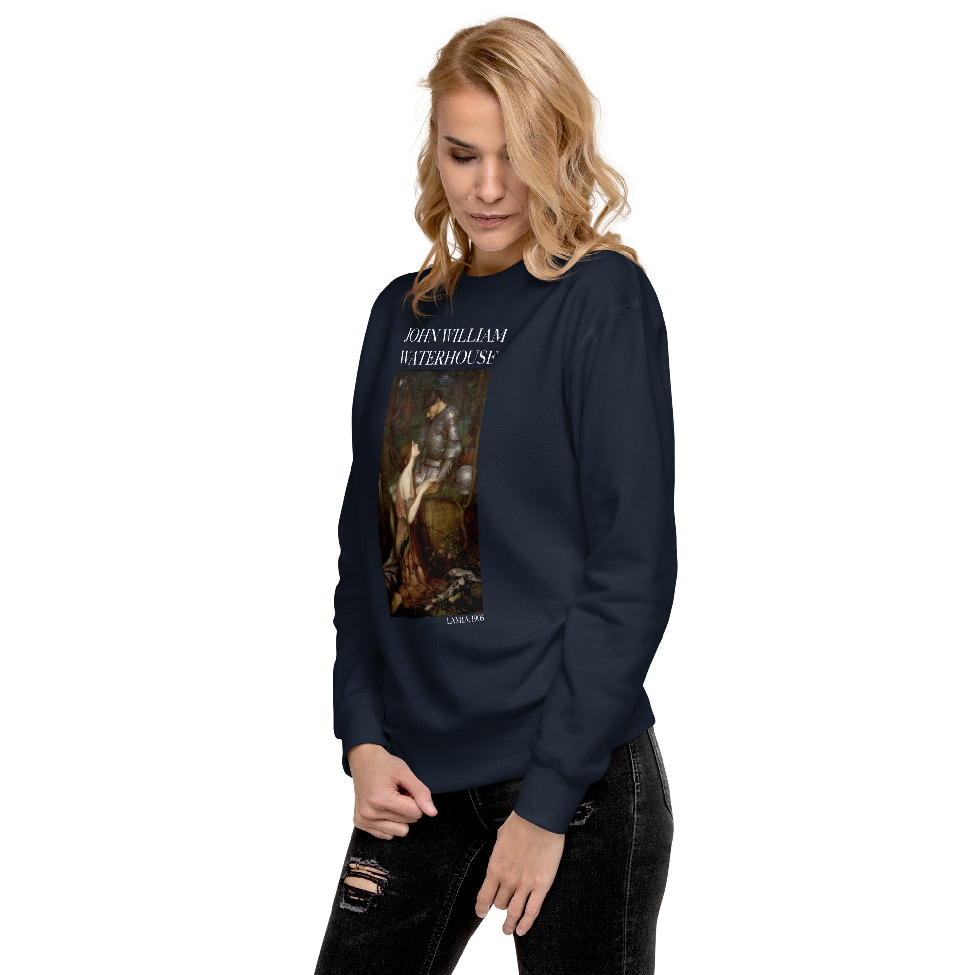 Sweatshirt mit berühmtem Gemälde „Lamia“ von John William Waterhouse, Premium-Unisex-Sweatshirt