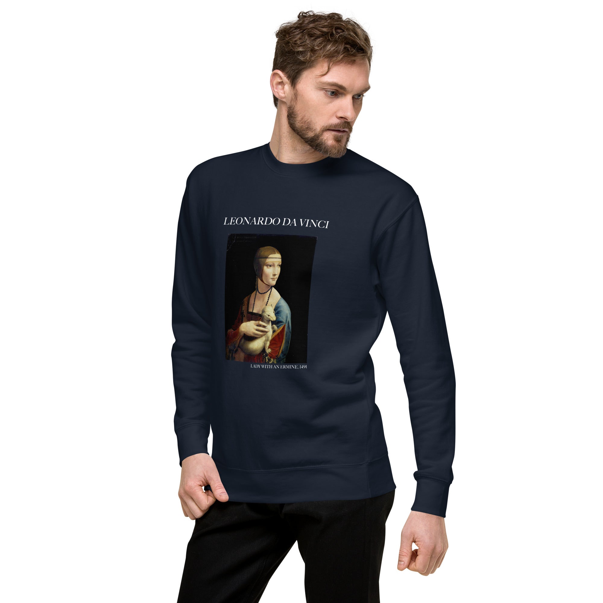 Sweatshirt mit berühmtem Gemälde „Die Dame mit dem Hermelin“ von Leonardo da Vinci, Unisex, Premium-Sweatshirt