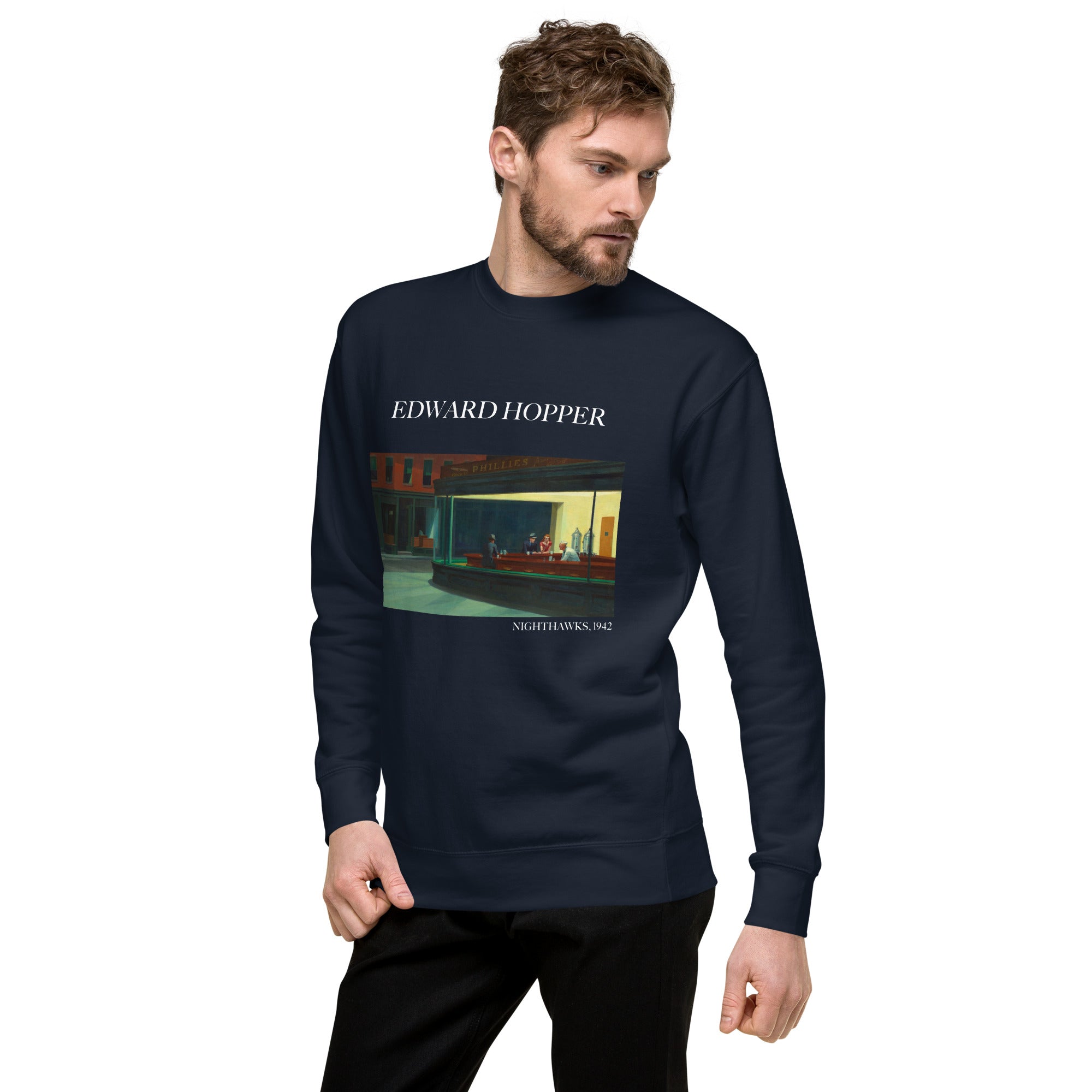 Sweatshirt mit berühmtem Gemälde „Nighthawks“ von Edward Hopper | Premium-Sweatshirt für Unisex