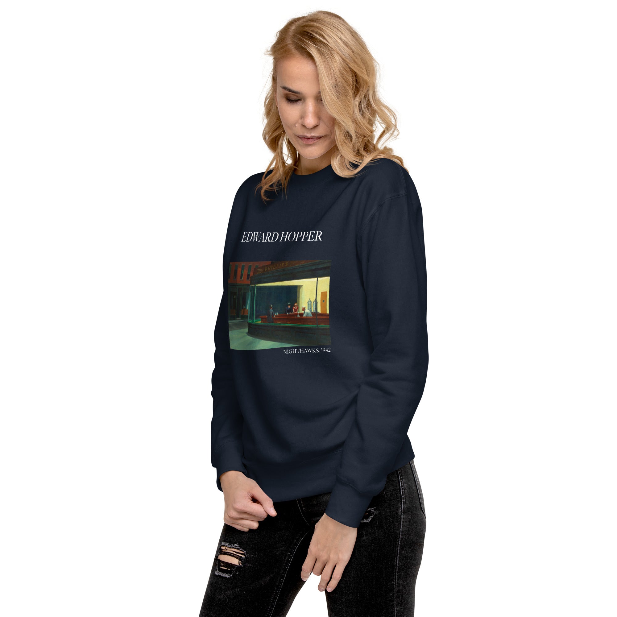 Edward Hopper 'Nighthawks' Famous Painting Sweatshirt | Unisex Premium Sweatshirt