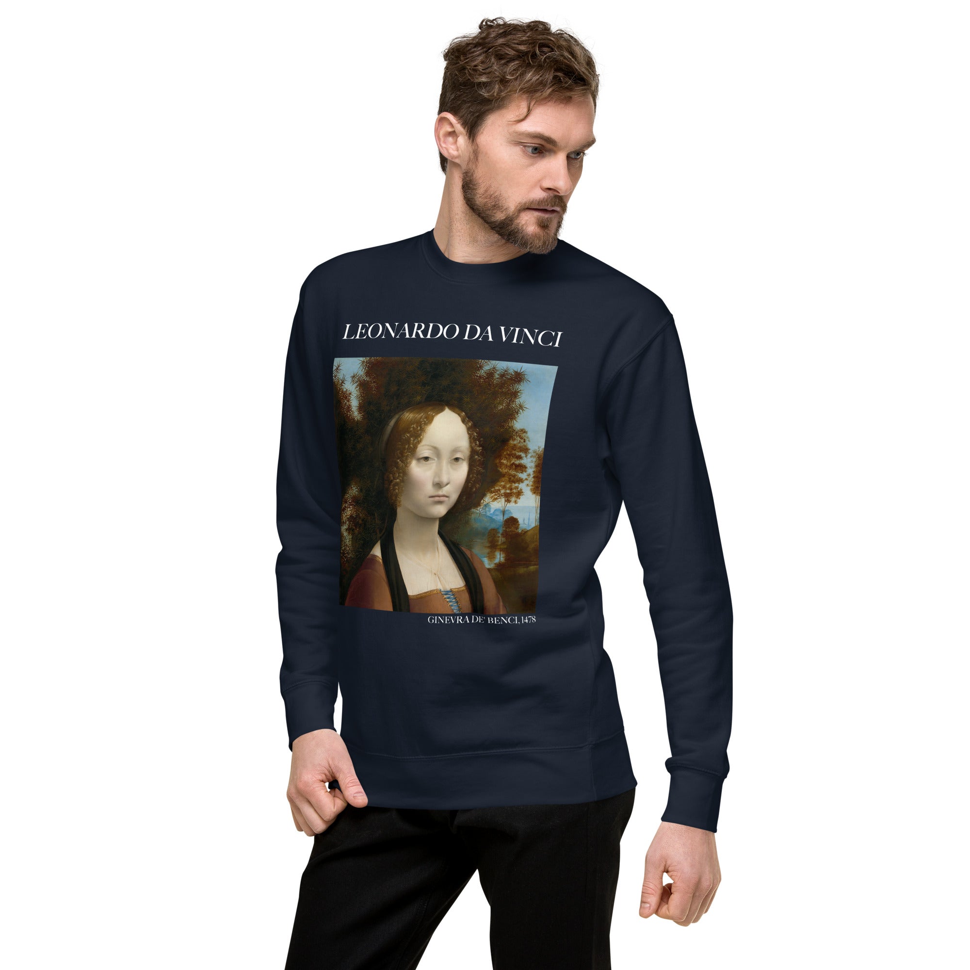 Sweatshirt mit berühmtem Gemälde „Ginevra de‘ Benci“ von Leonardo da Vinci, Premium-Unisex-Sweatshirt