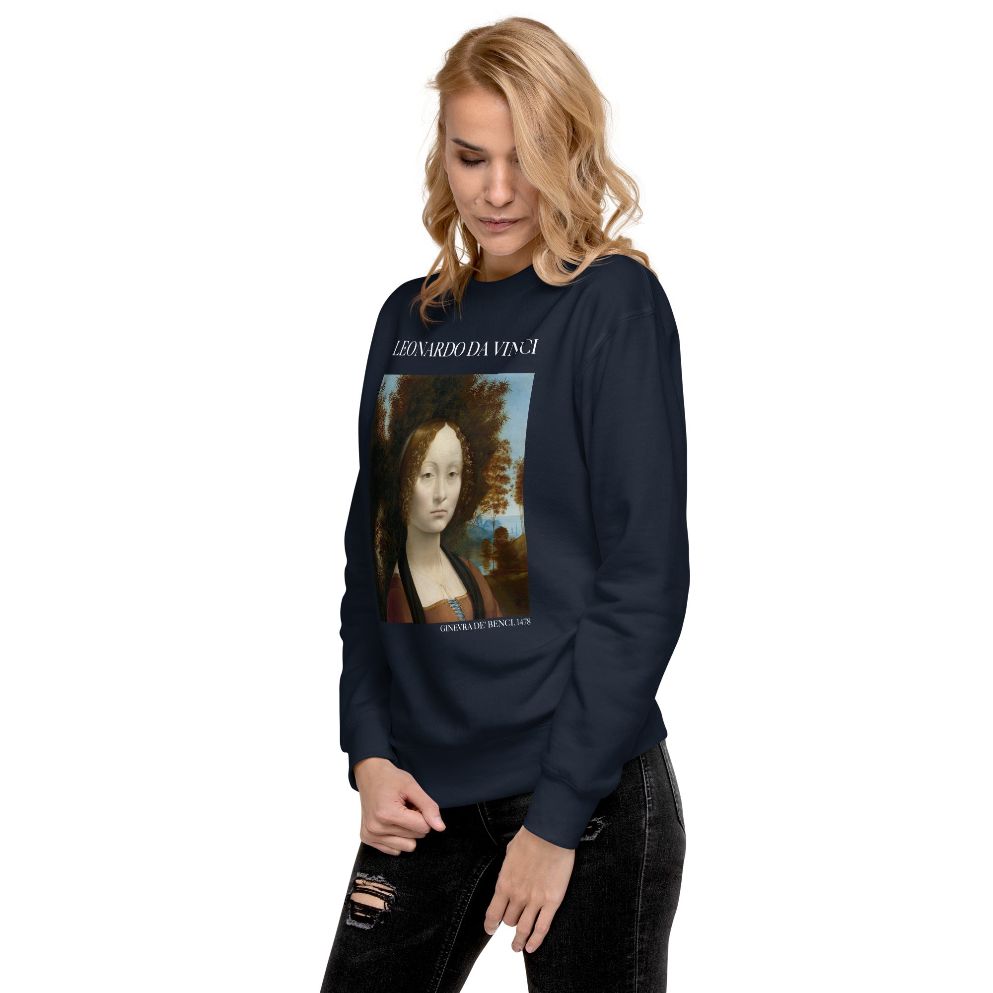 Sweatshirt mit berühmtem Gemälde „Ginevra de‘ Benci“ von Leonardo da Vinci, Premium-Unisex-Sweatshirt