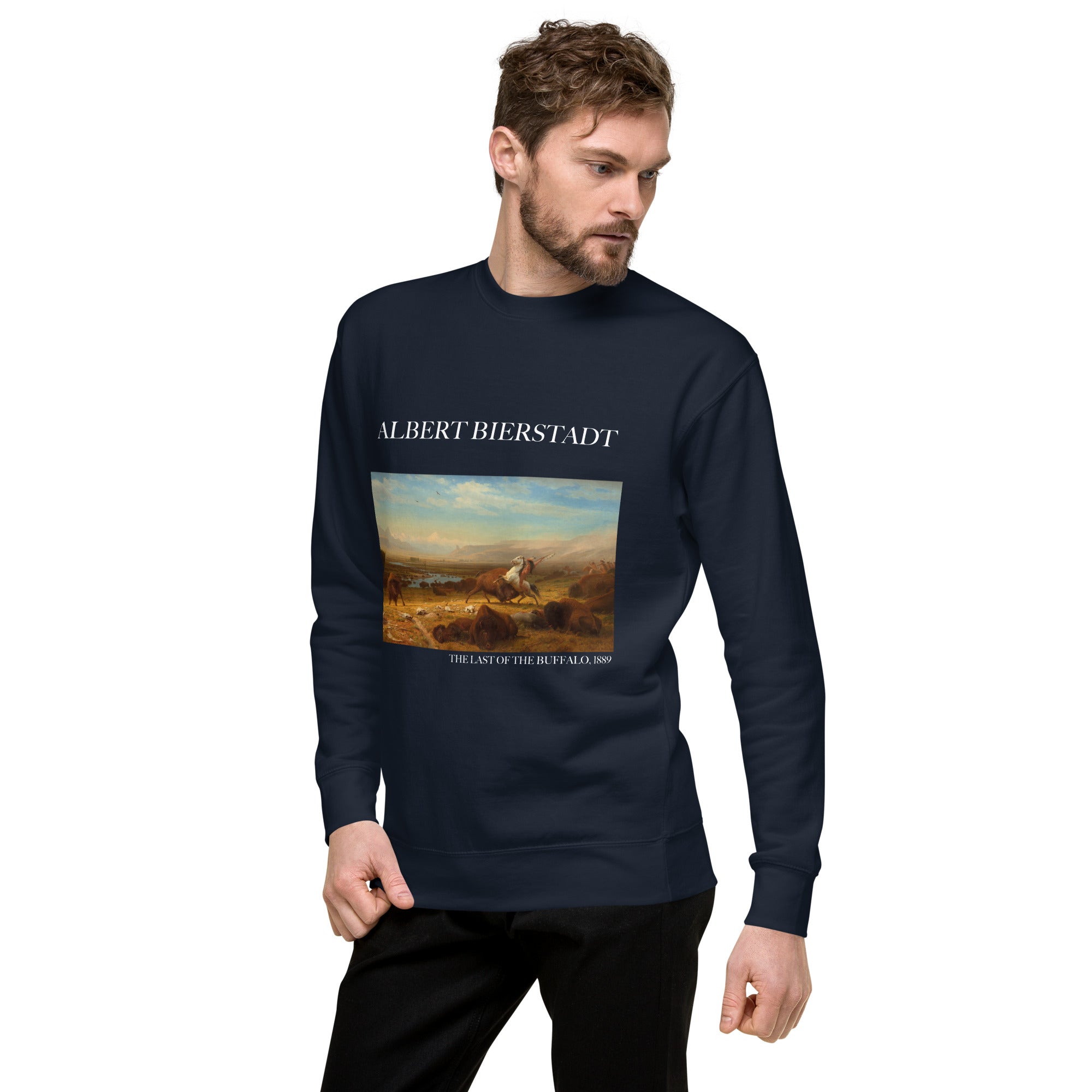 Albert Bierstadt 'The Last of the Buffalo' Famous Painting Sweatshirt | Unisex Premium Sweatshirt