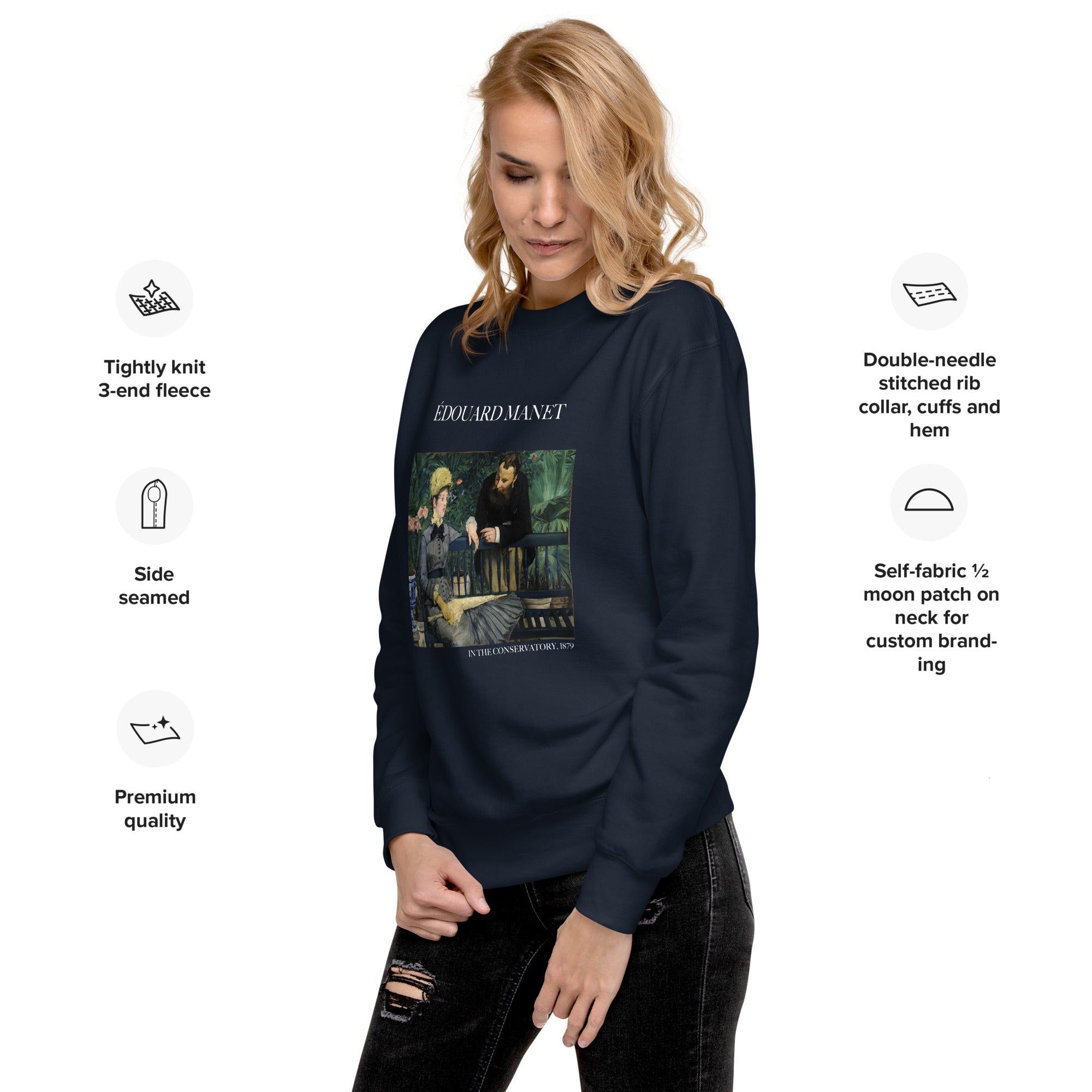 Sweatshirt mit berühmtem Gemälde „Im Wintergarten“ von Édouard Manet, Premium-Unisex-Sweatshirt