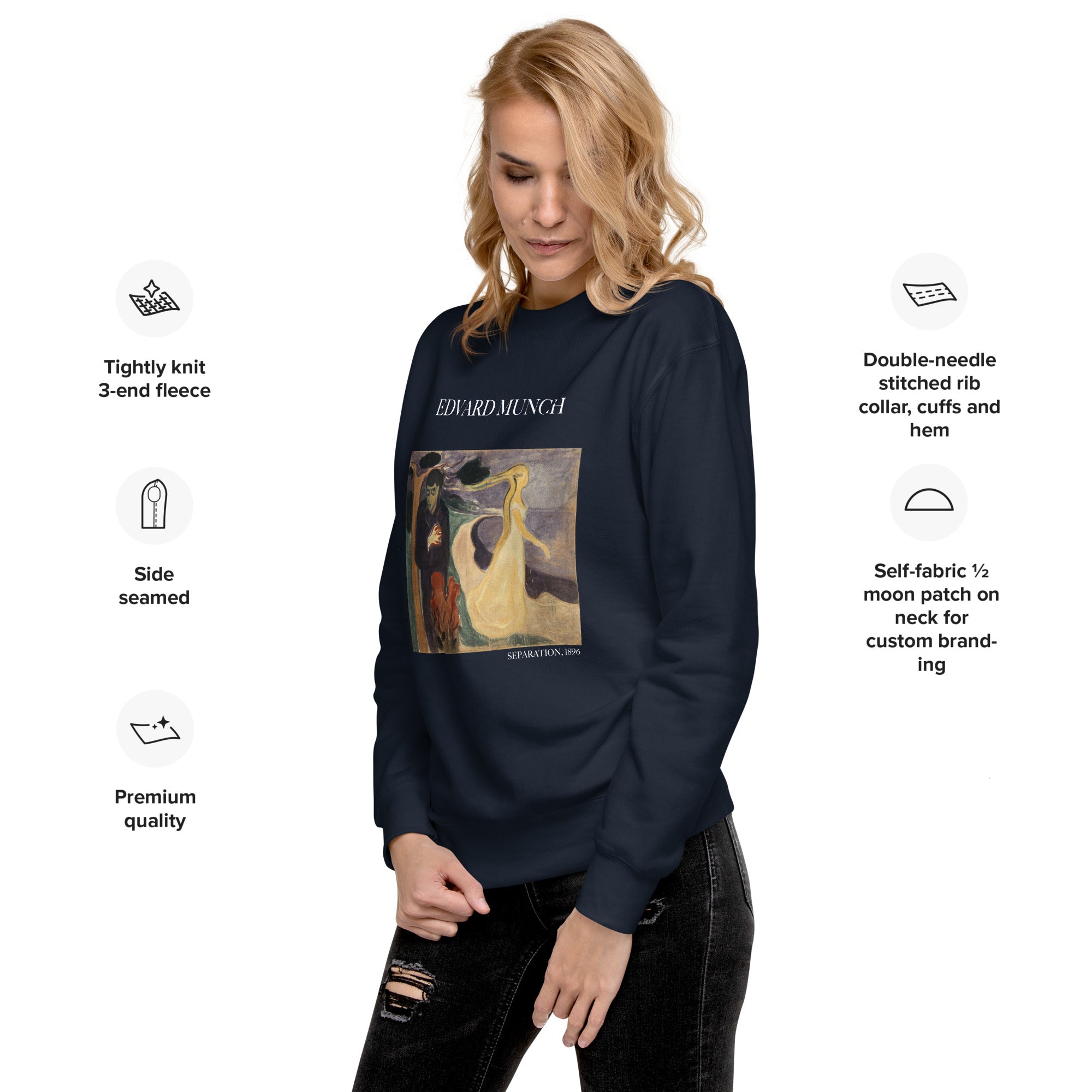 Sweatshirt mit berühmtem Gemälde „Separation“ von Edvard Munch, Premium-Unisex-Sweatshirt