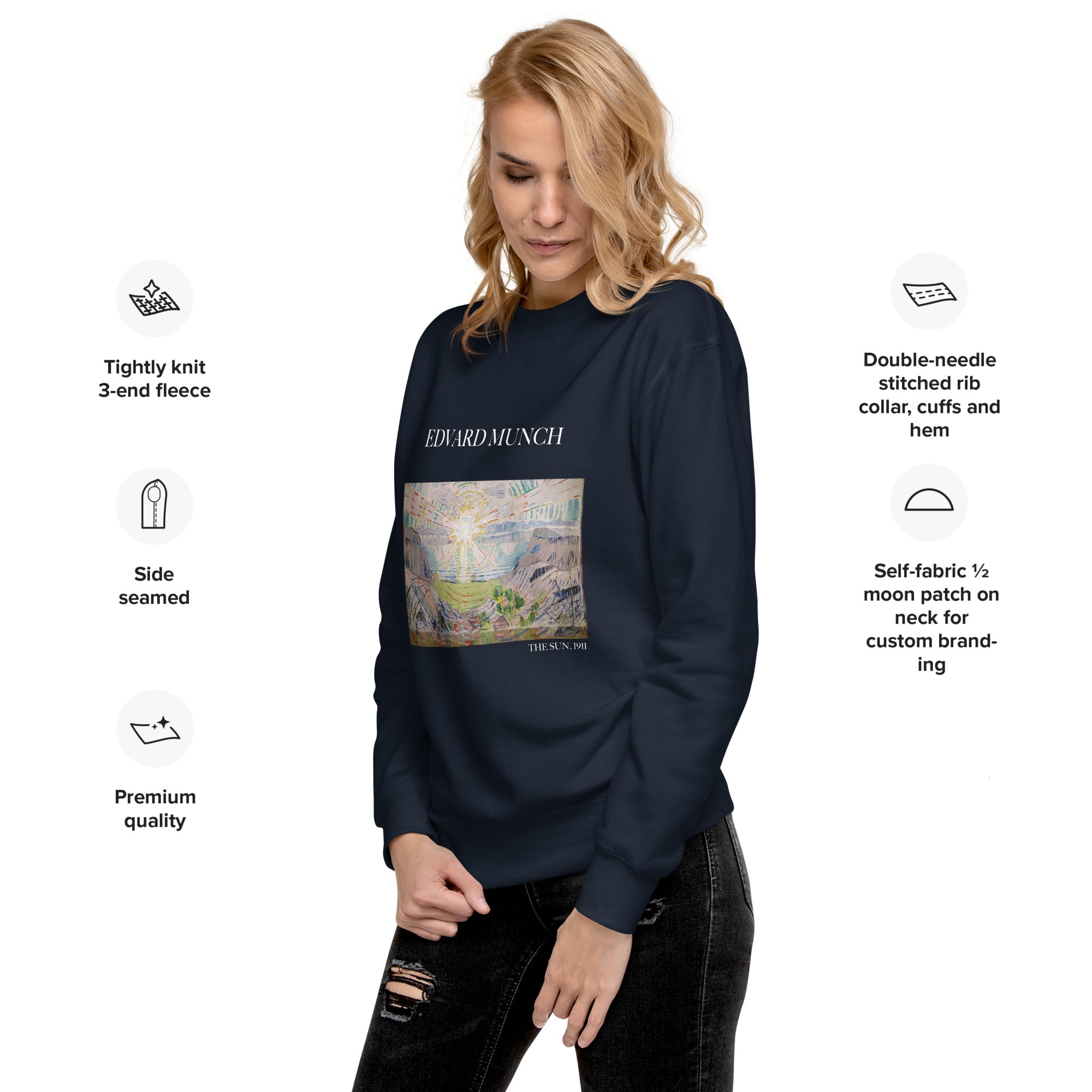 Sweatshirt mit berühmtem Gemälde „Die Sonne“ von Edvard Munch | Premium-Sweatshirt für Unisex