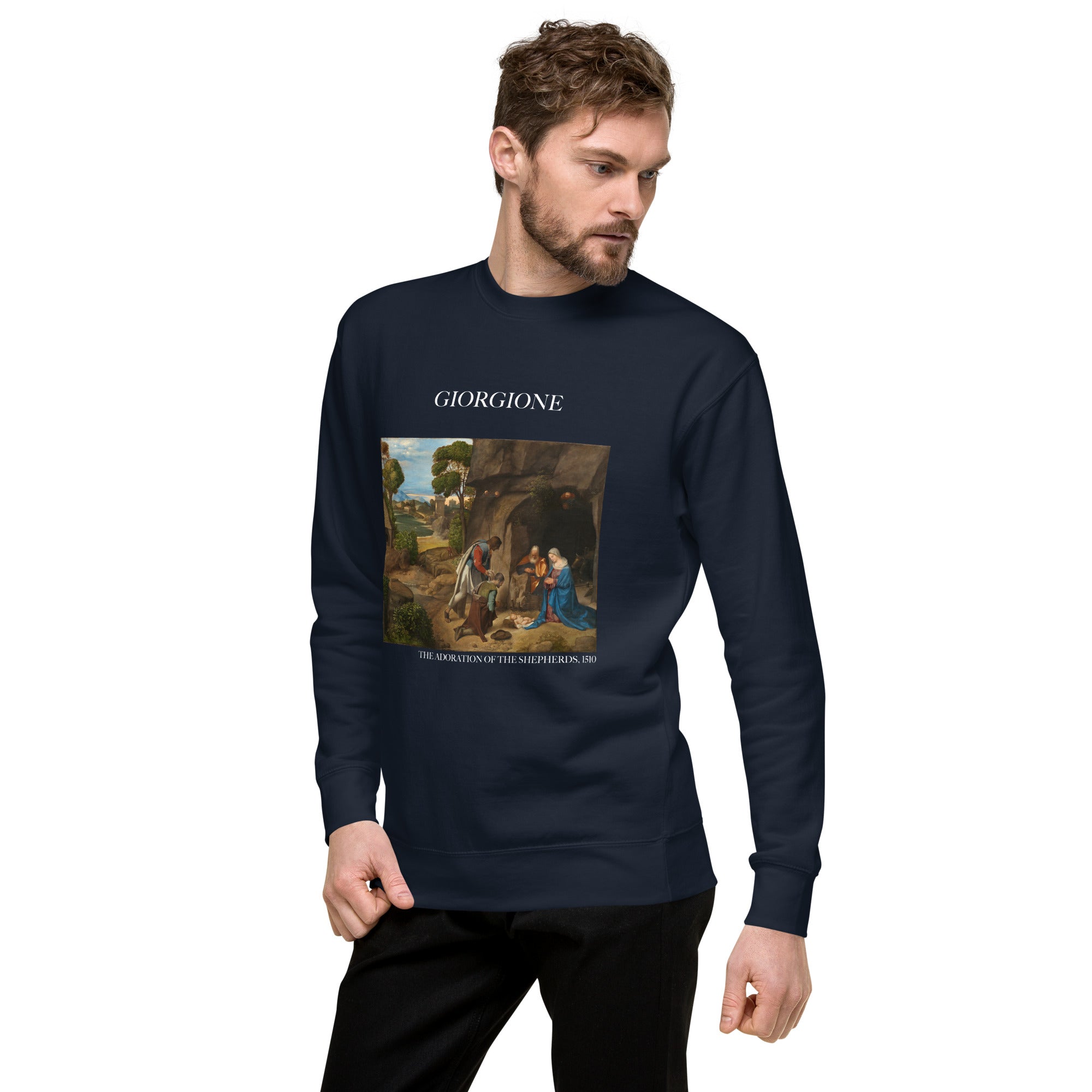 Giorgione - Sweatshirt mit berühmtem Gemälde „Die Anbetung der Hirten“ | Premium-Unisex-Sweatshirt