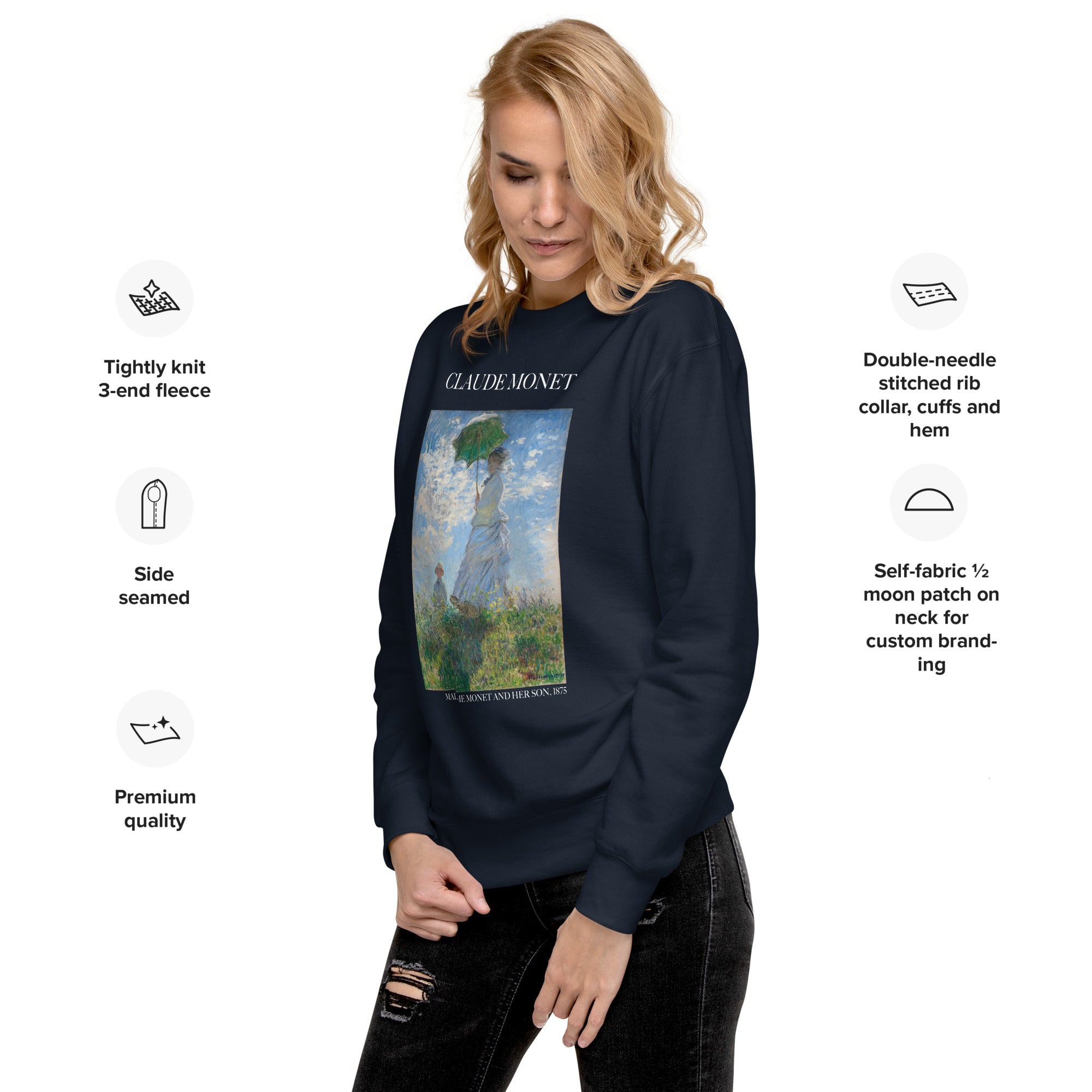 Claude Monet 'Madame Monet and Her Son' Famous Painting Sweatshirt | Unisex Premium Sweatshirt